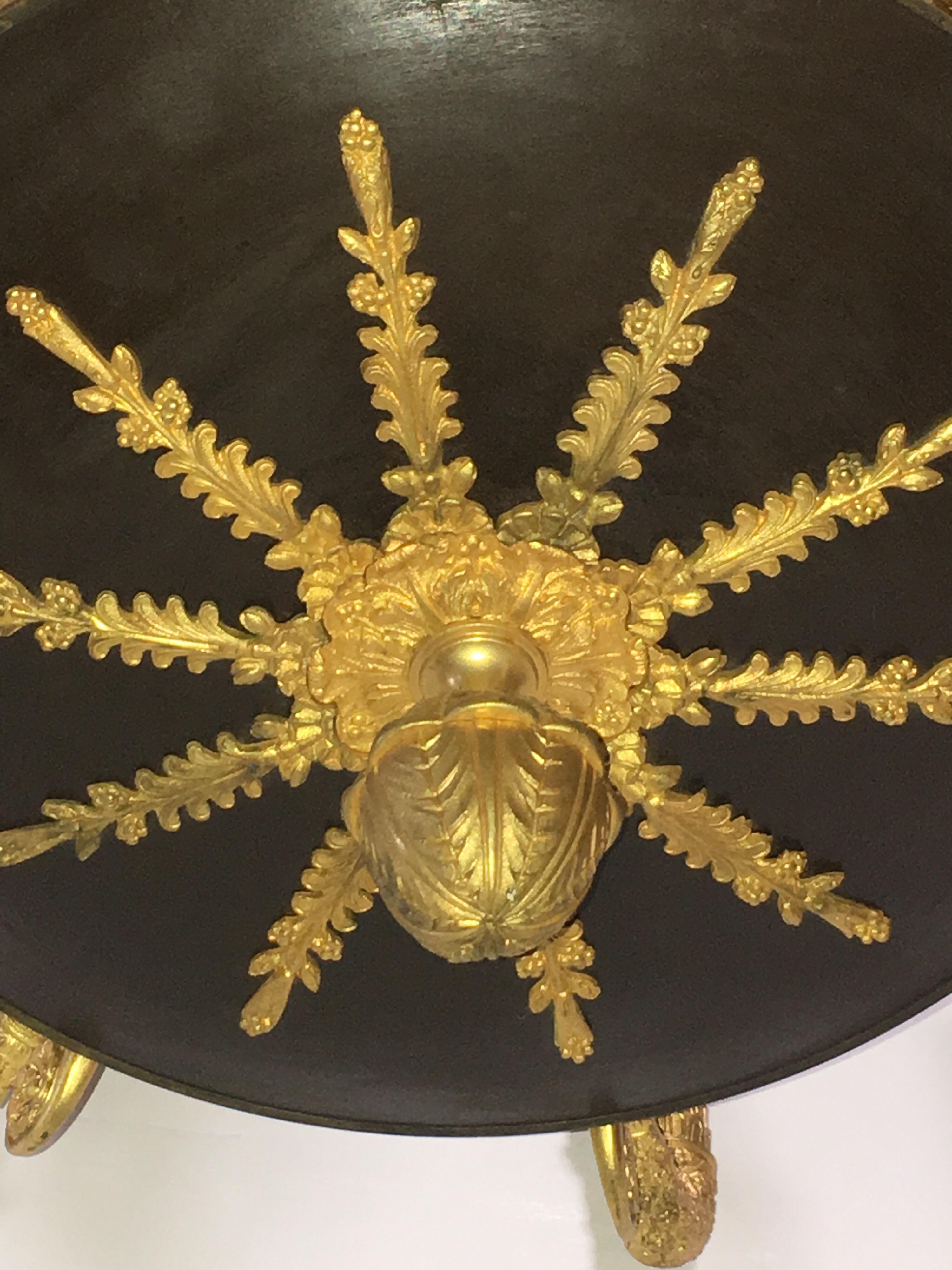 Gilt 19th Century Bronze and Bronze Dore Empire Style Chandelier For Sale