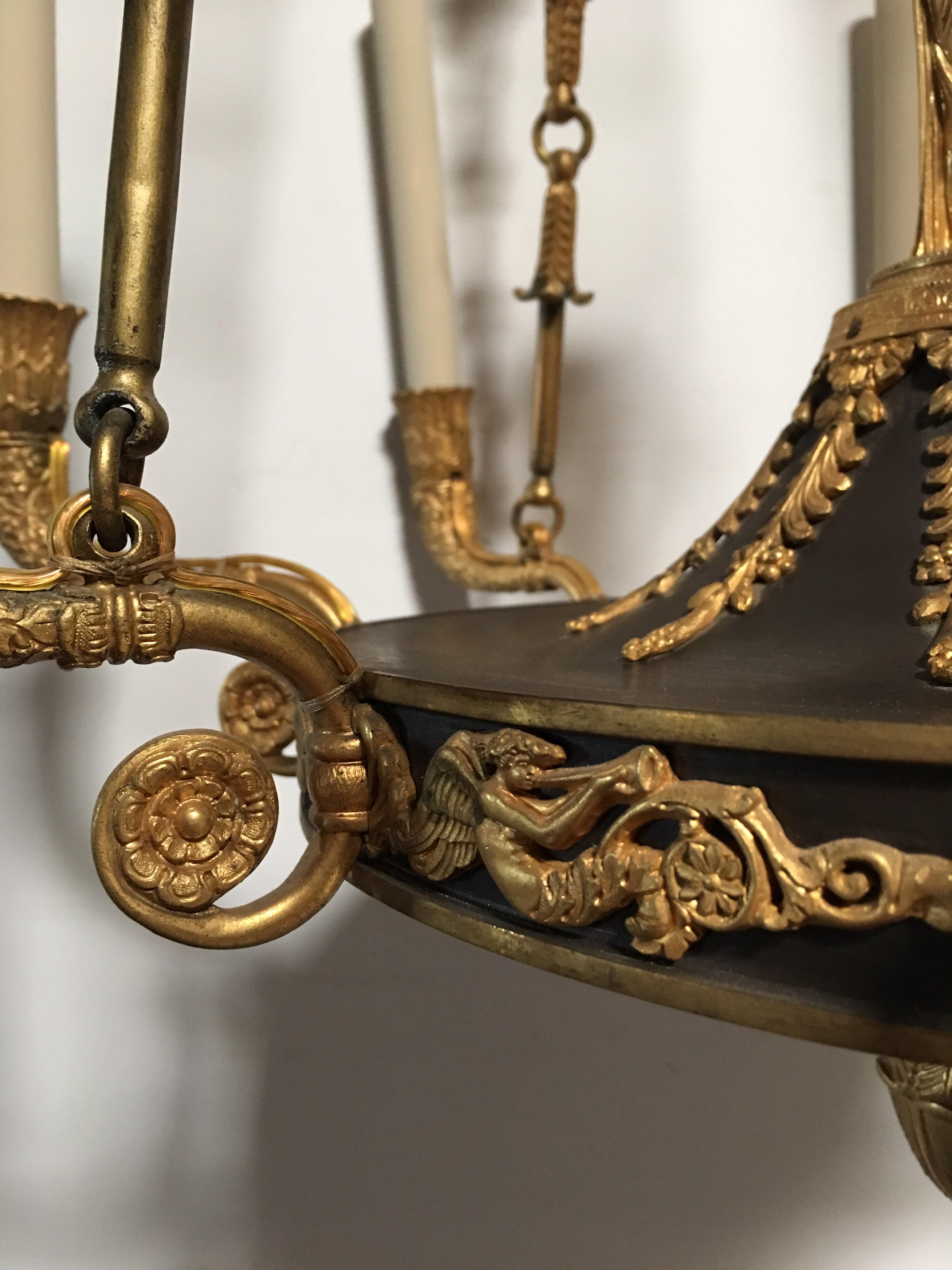 Kronleuchter im Empire-Stil aus Bronze und Bronze, 19. Jahrhundert im Angebot 3