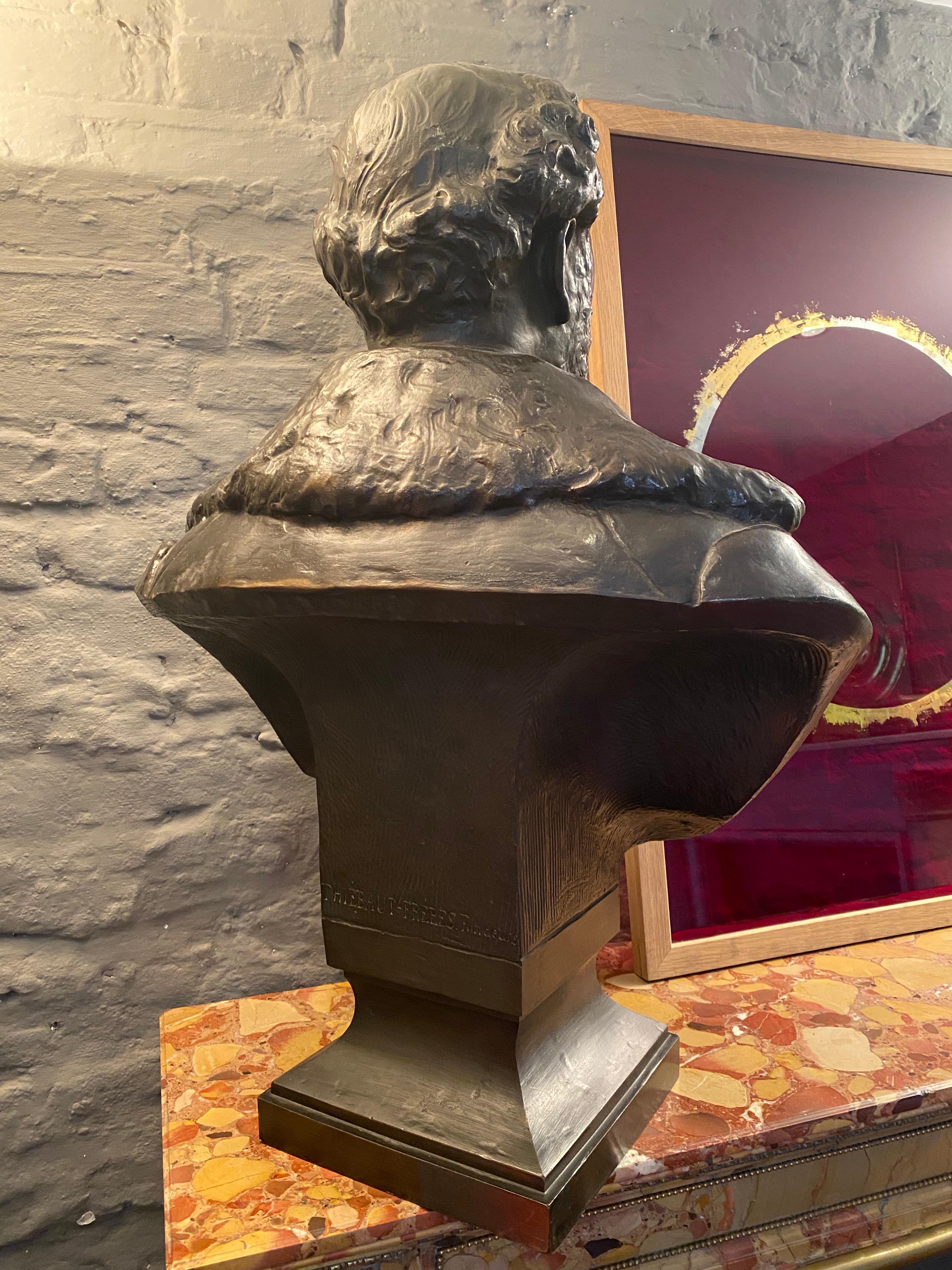 Victorian 19th Century Bronze Bust from Thiebaut Freres Paris Foundry