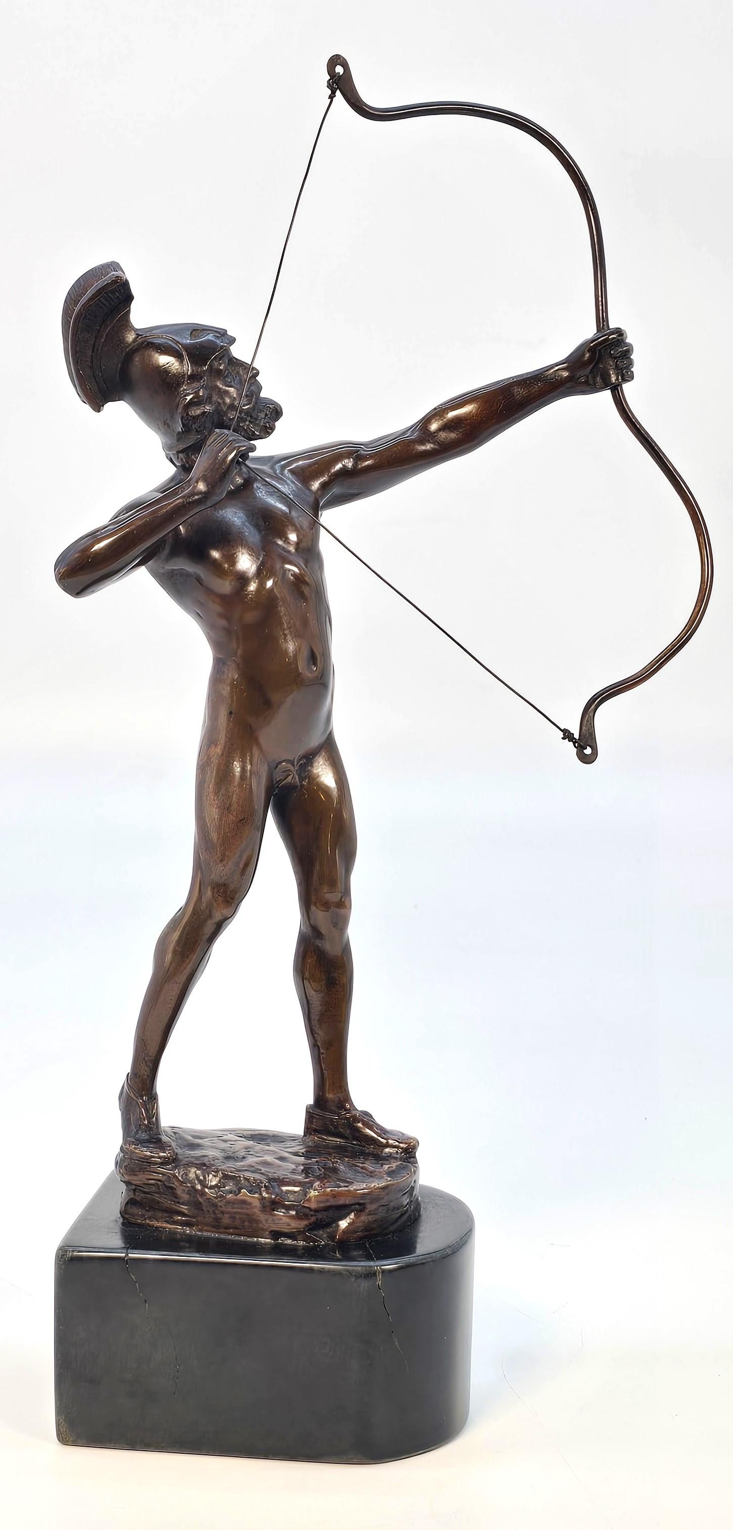 A 19th century  bronze figure of a Greek archer by Eugene Barillot C1870 For Sale 3