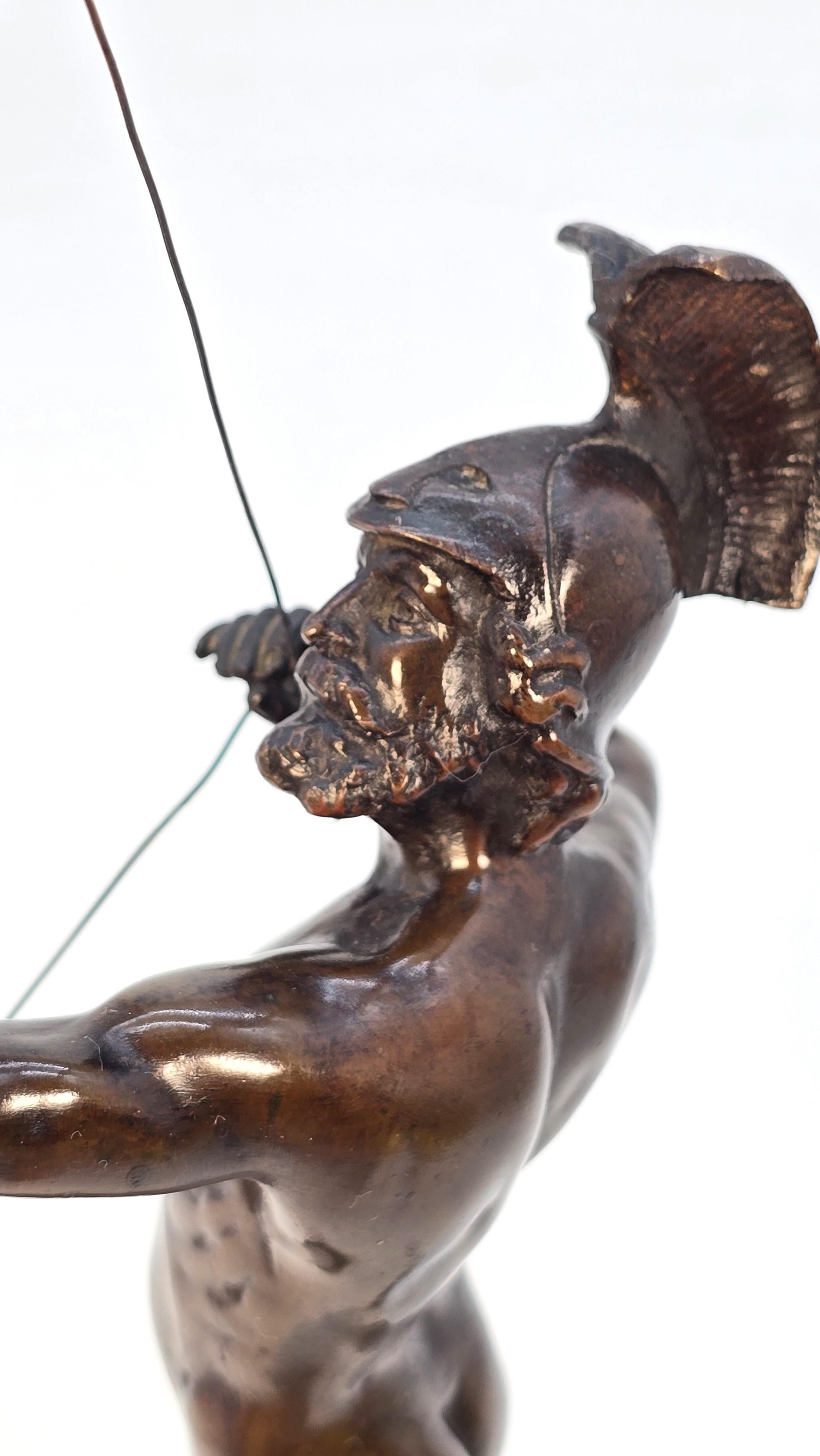 A 19th century  bronze figure of a Greek archer by Eugene Barillot C1870 For Sale 6