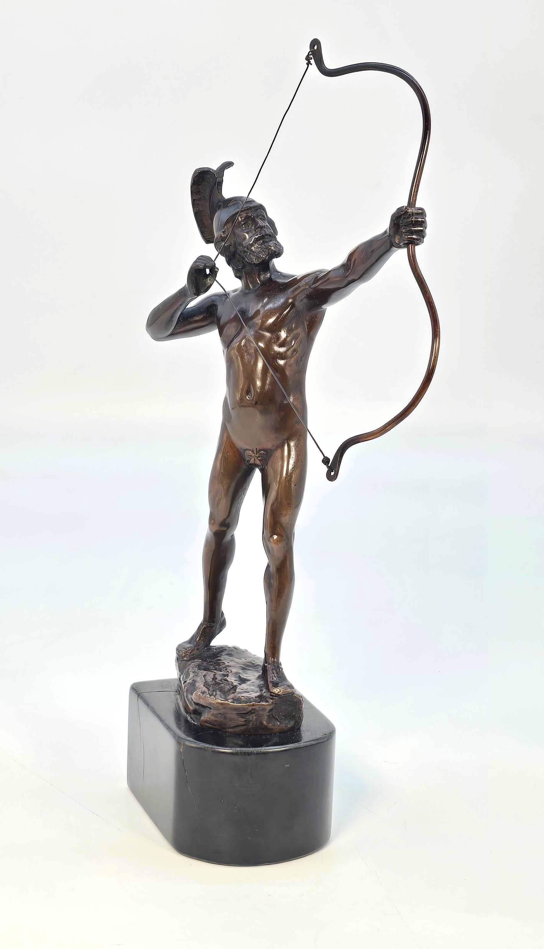 Grand Tour A 19th century  bronze figure of a Greek archer by Eugene Barillot C1870 For Sale