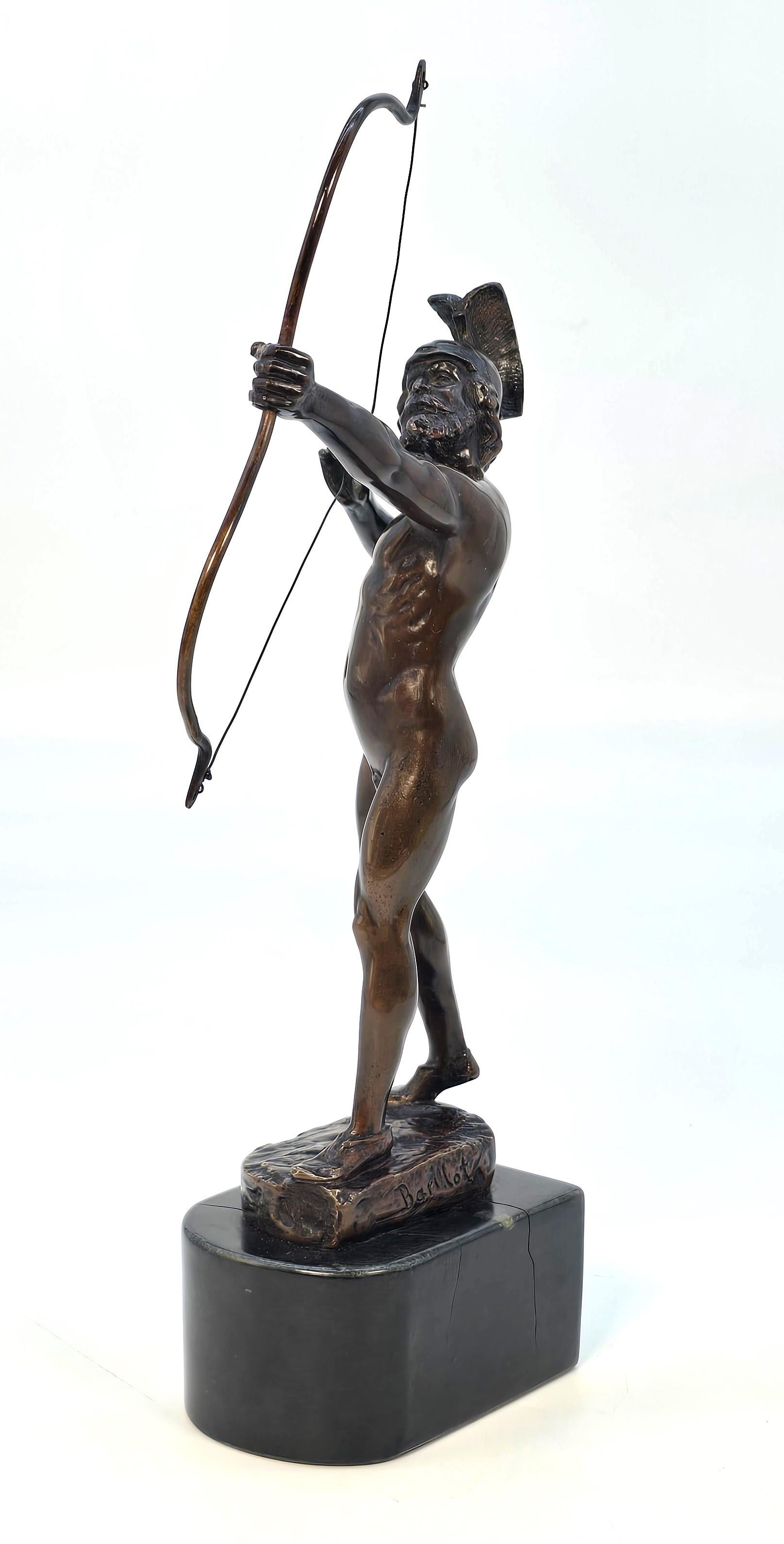 A 19th century  bronze figure of a Greek archer by Eugene Barillot C1870 In Good Condition For Sale In Central England, GB