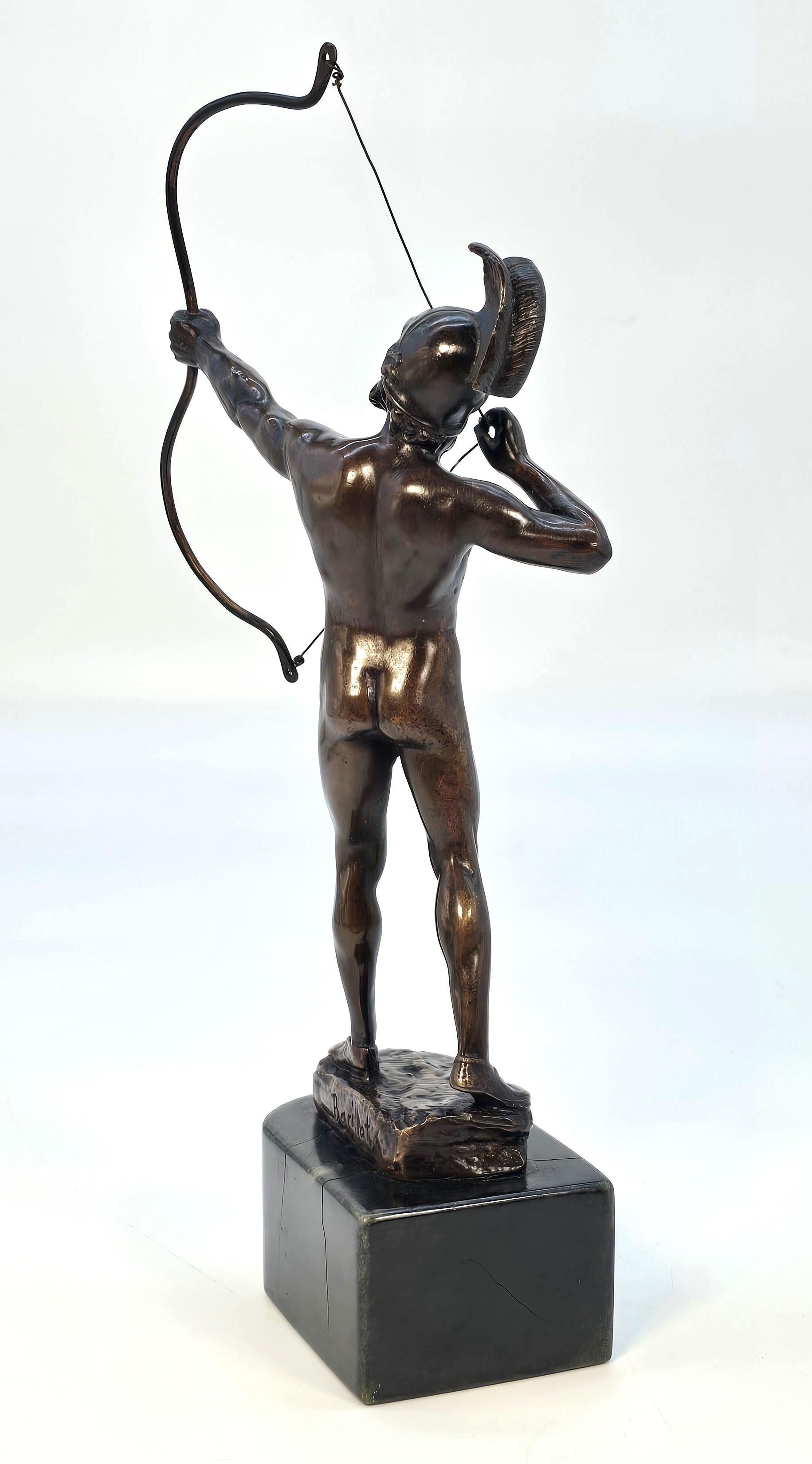 A 19th century  bronze figure of a Greek archer by Eugene Barillot C1870 For Sale 1