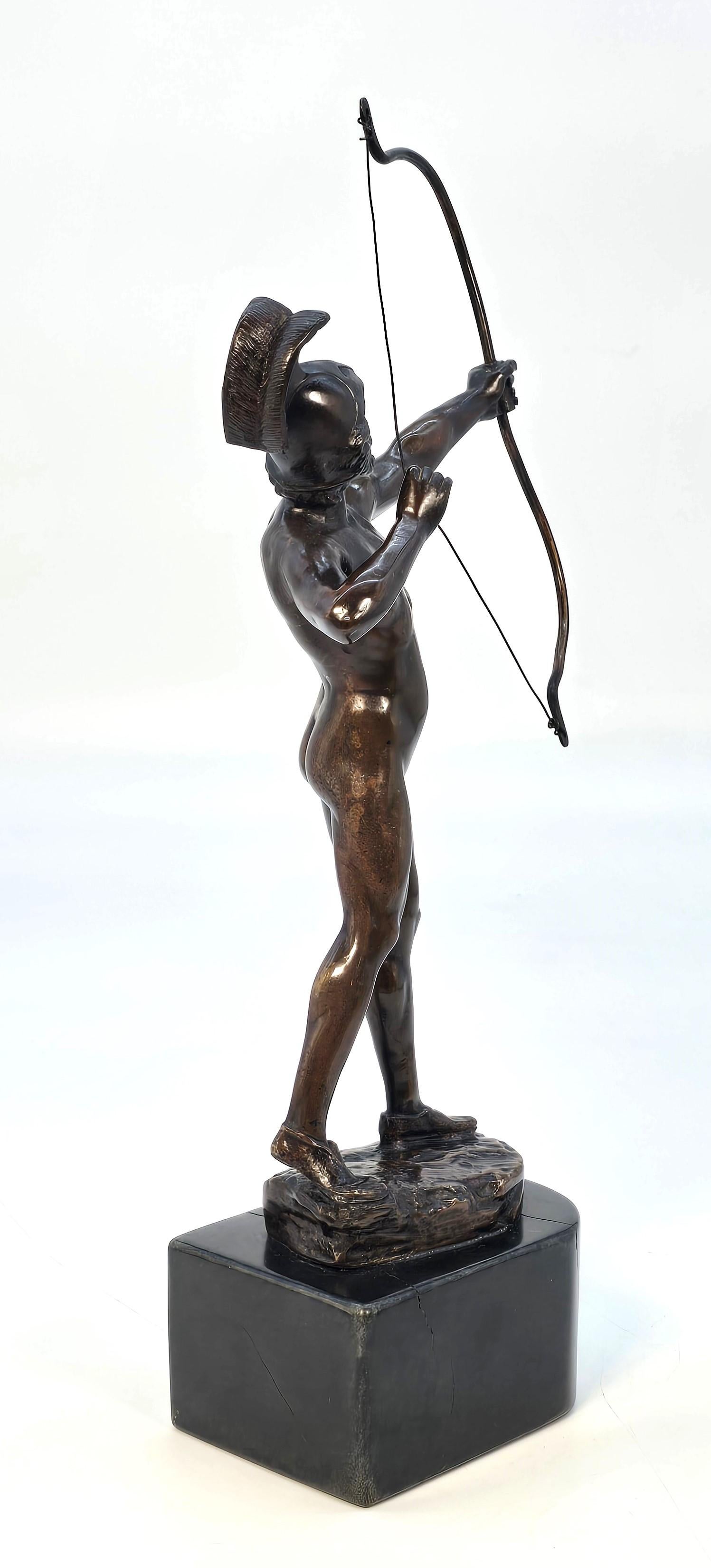 A 19th century  bronze figure of a Greek archer by Eugene Barillot C1870 For Sale 2
