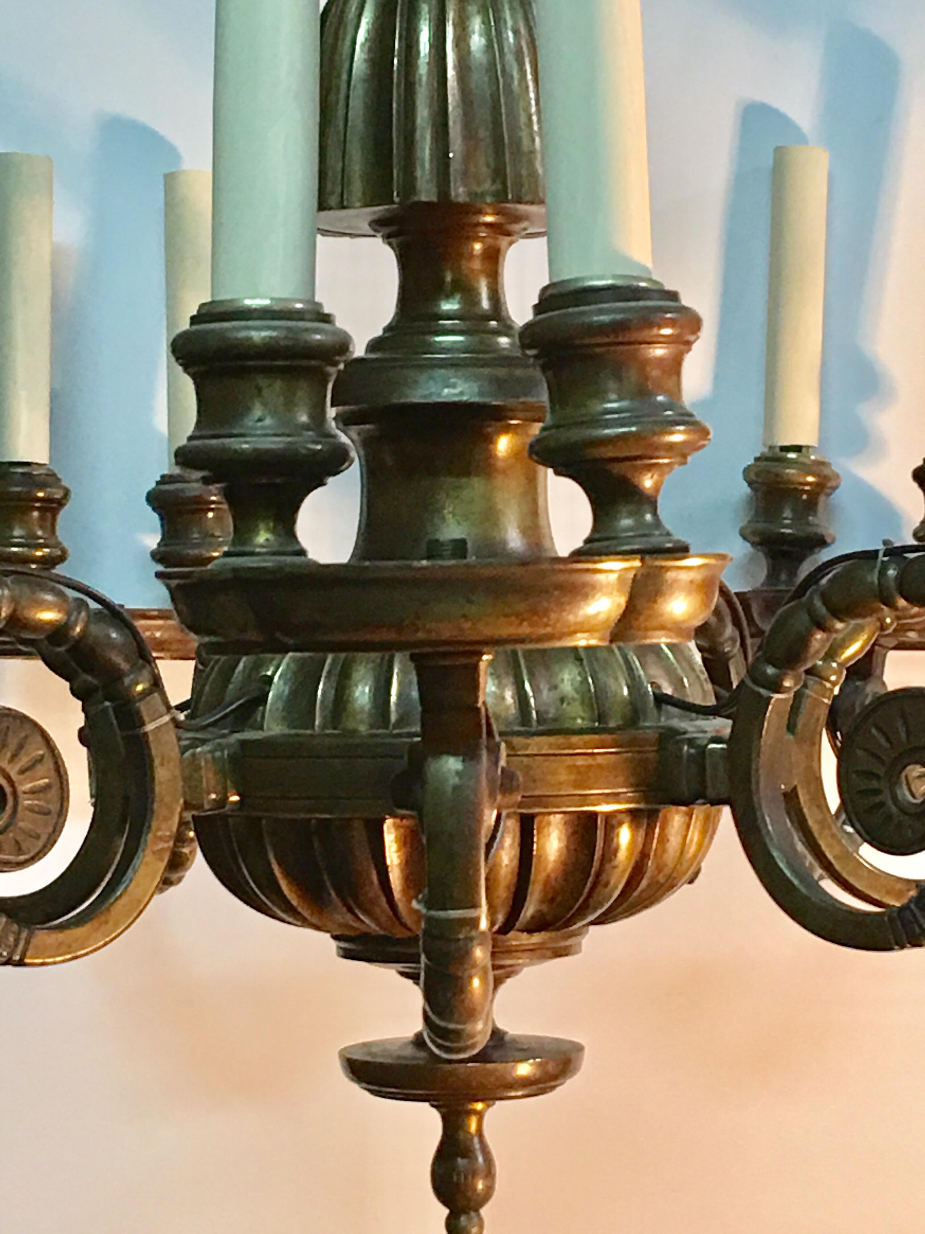 19th Century Bronze Flemish Chandelier with a Lion Motif 3