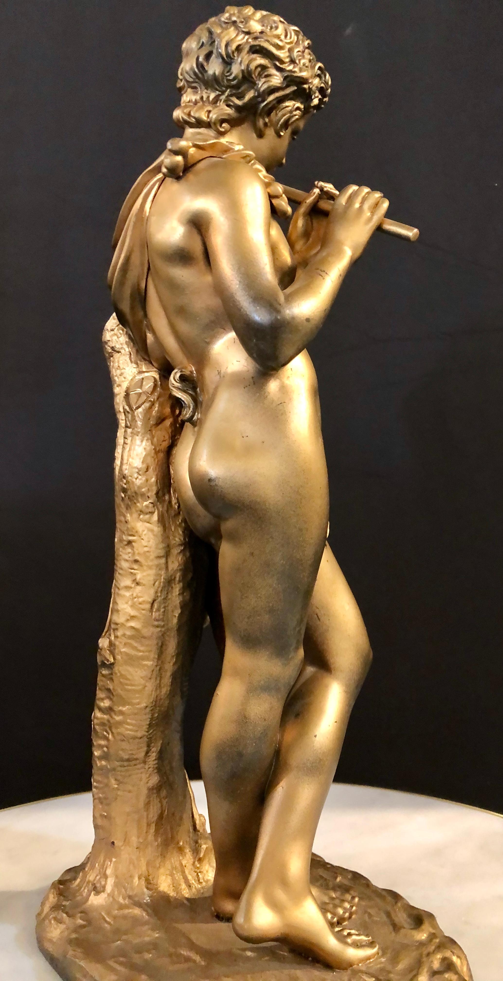 19th Century Bronze Nude Pan Satyr of a Flutist Figure For Sale 3