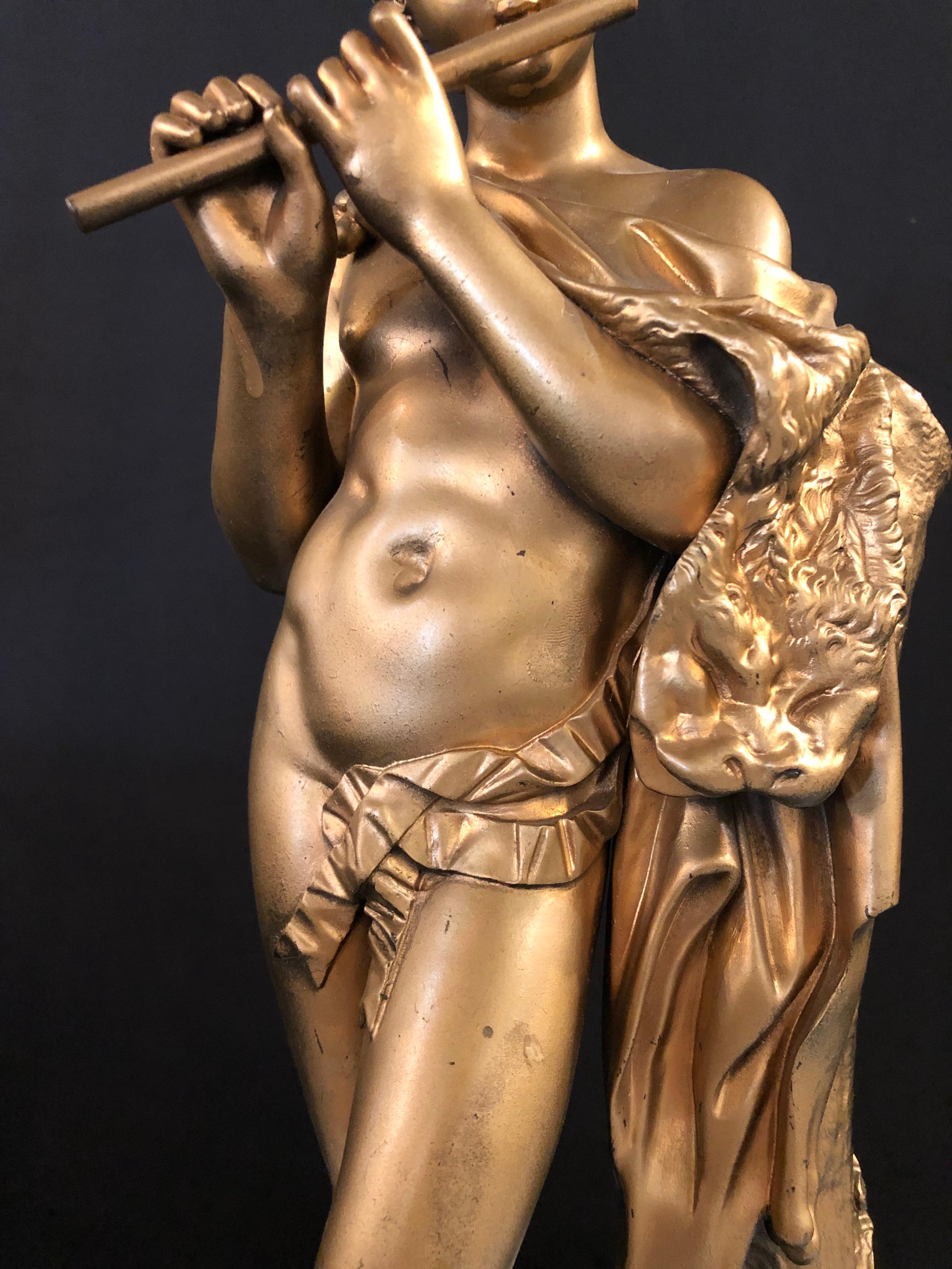 Bronze Akt-Pan-Satyr aus dem 19. Jahrhundert mit einer flötistischen Figur im Zustand „Gut“ im Angebot in Stamford, CT