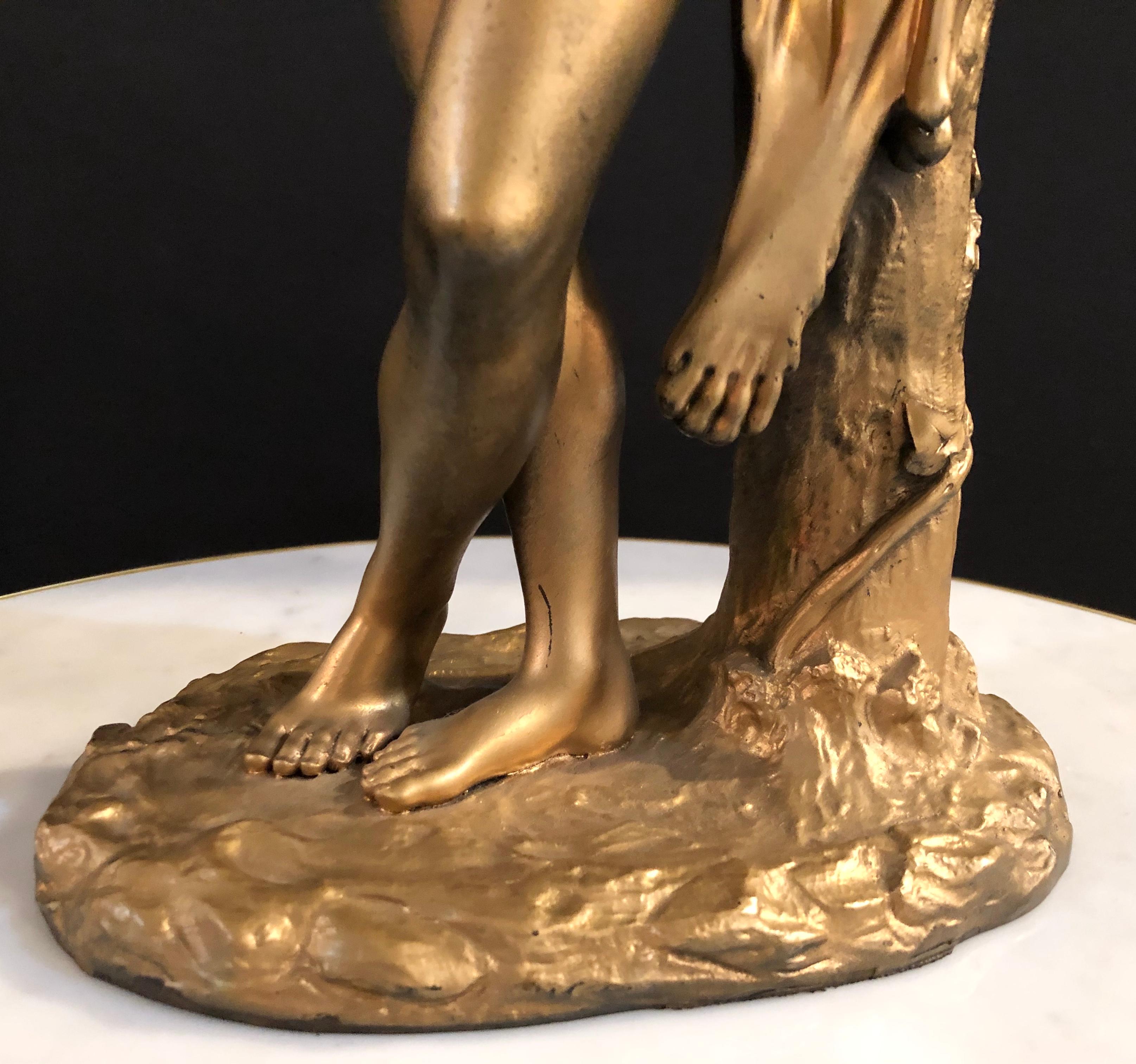 Bronze Akt-Pan-Satyr aus dem 19. Jahrhundert mit einer flötistischen Figur (Mitte des 20. Jahrhunderts) im Angebot