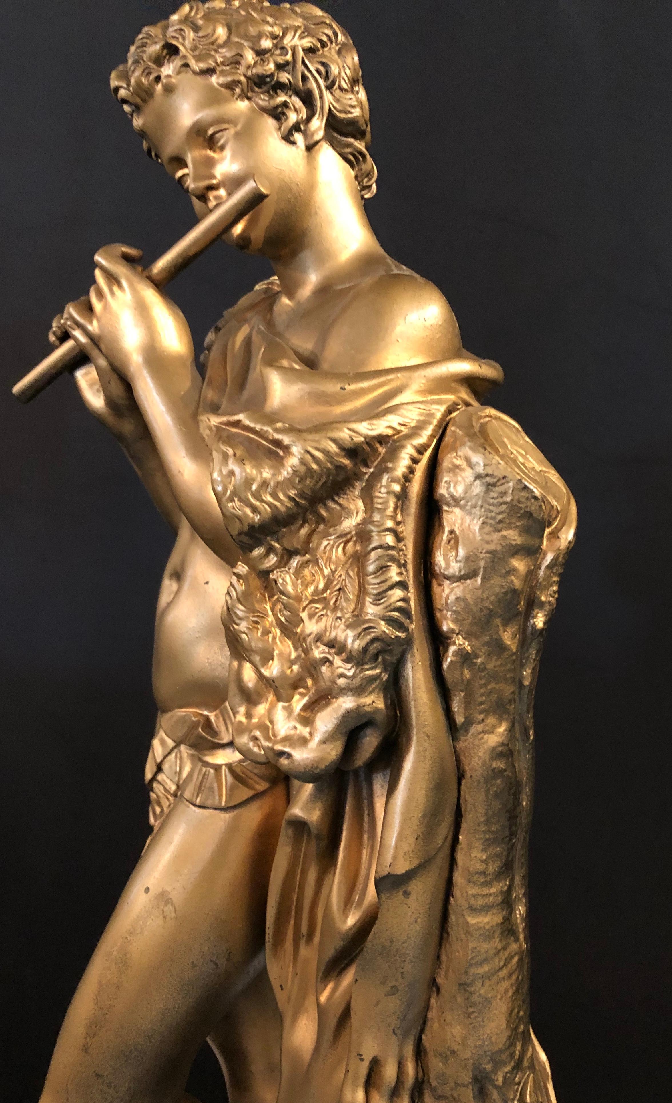 19th Century Bronze Nude Pan Satyr of a Flutist Figure In Good Condition For Sale In Stamford, CT