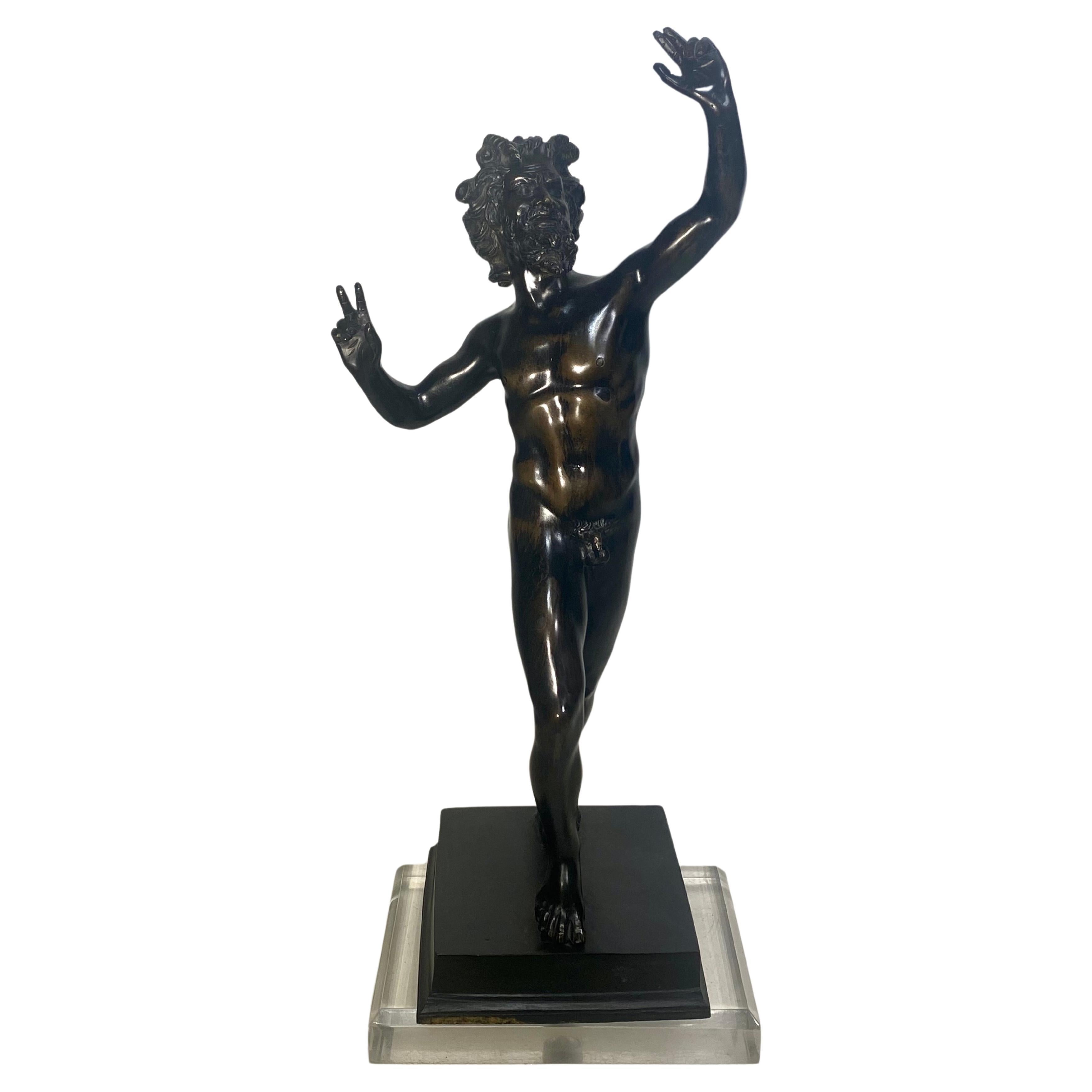 A  19th Century Bronze Sculpture Of The Dancing Faun of Pompeii 5
