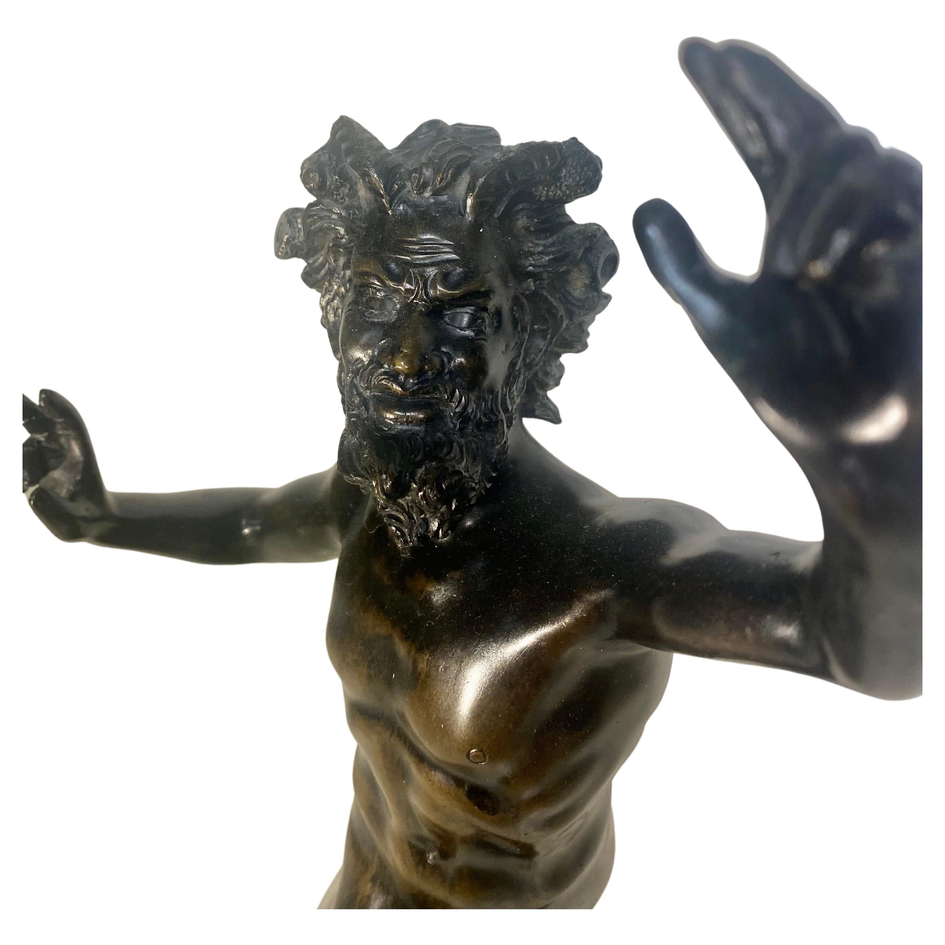 A  19th Century Bronze Sculpture Of The Dancing Faun of Pompeii 6