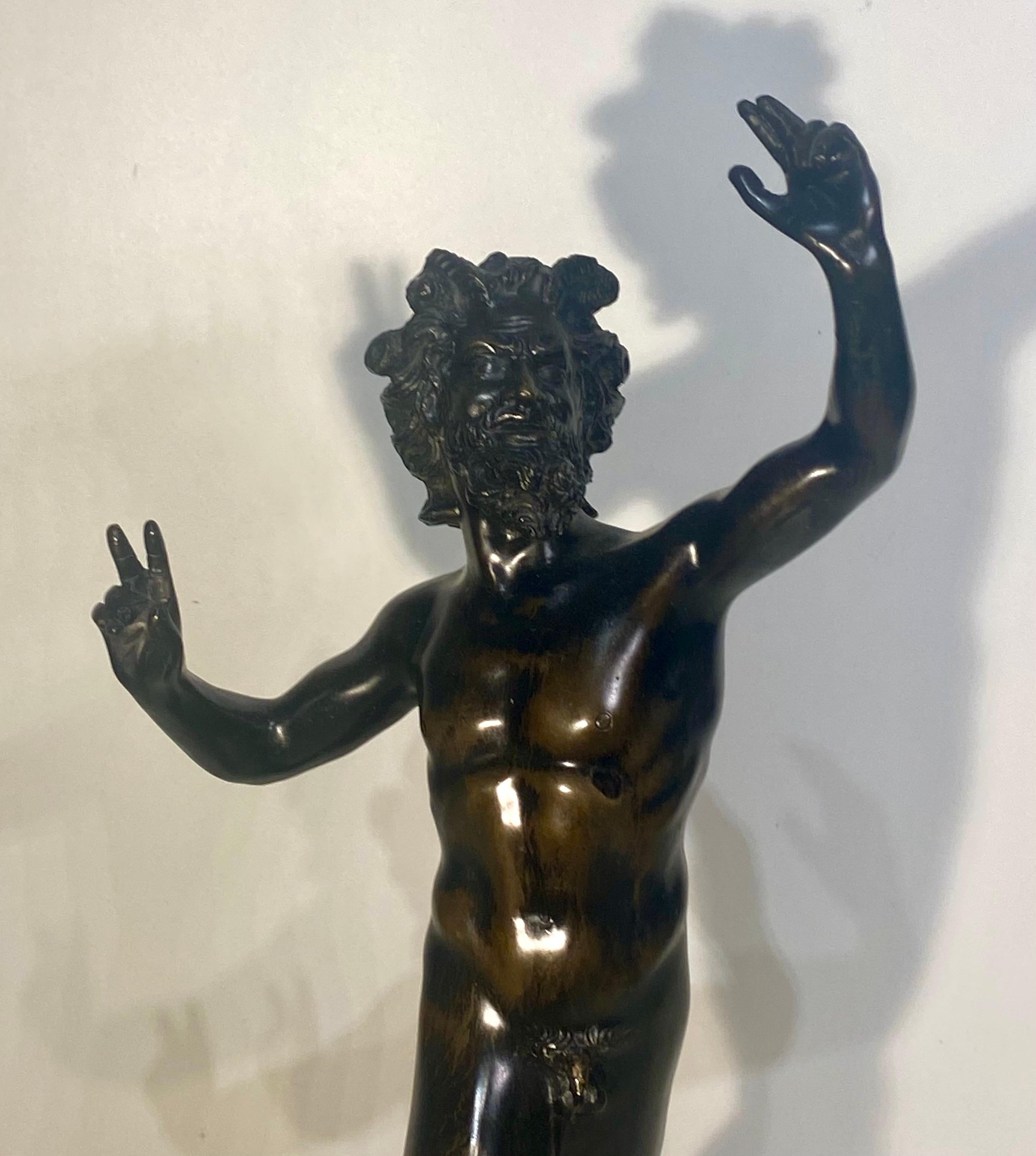 A  19th Century Bronze Sculpture Of The Dancing Faun of Pompeii 7
