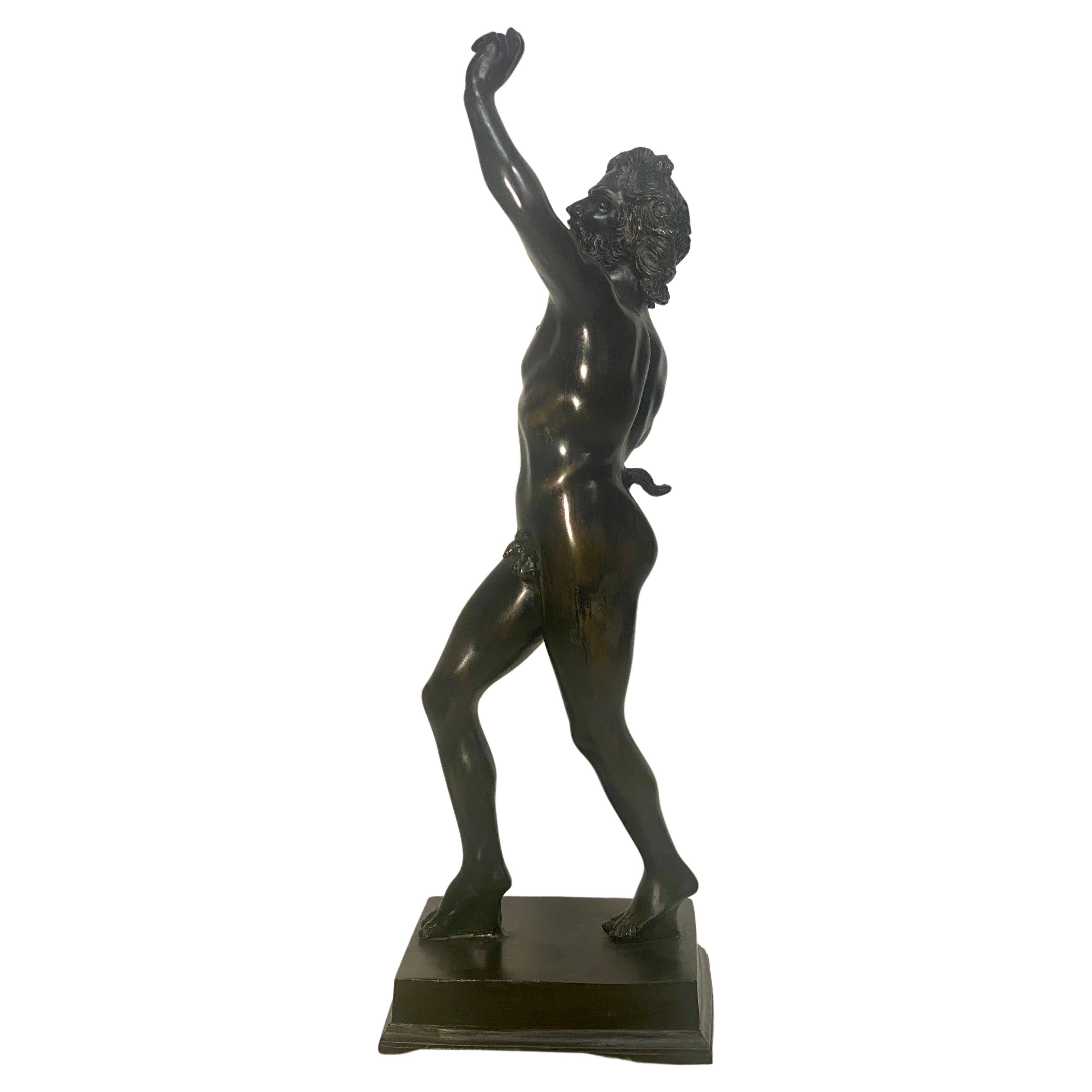 A  19th Century Bronze Sculpture Of The Dancing Faun of Pompeii 
This is a nice example presented in very good order with a rich patina.

Biography.

The Dancing Faun was discovered on October 26, 1830 in the ruins of the most opulent Roman home