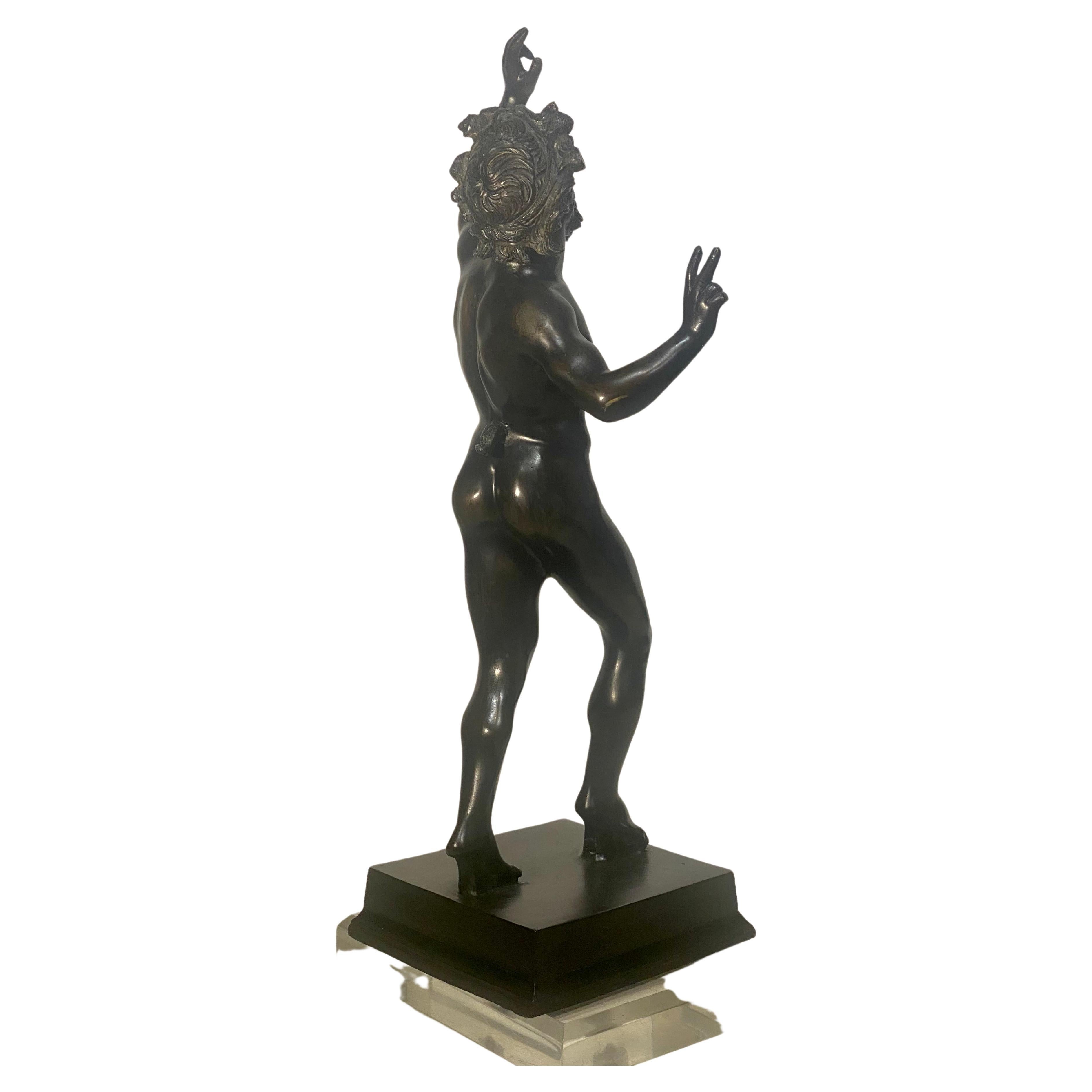French A  19th Century Bronze Sculpture Of The Dancing Faun of Pompeii