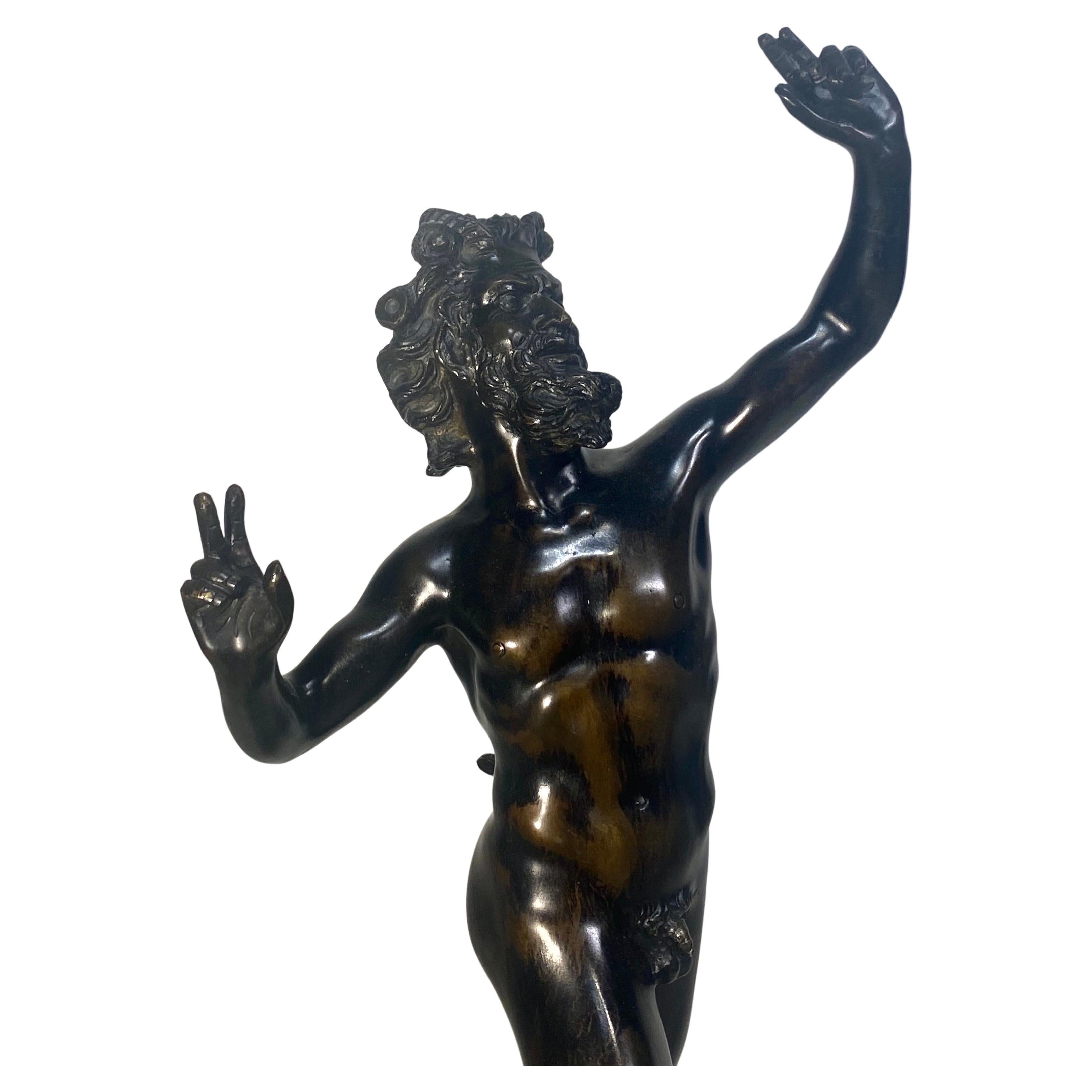 Late 19th Century A  19th Century Bronze Sculpture Of The Dancing Faun of Pompeii