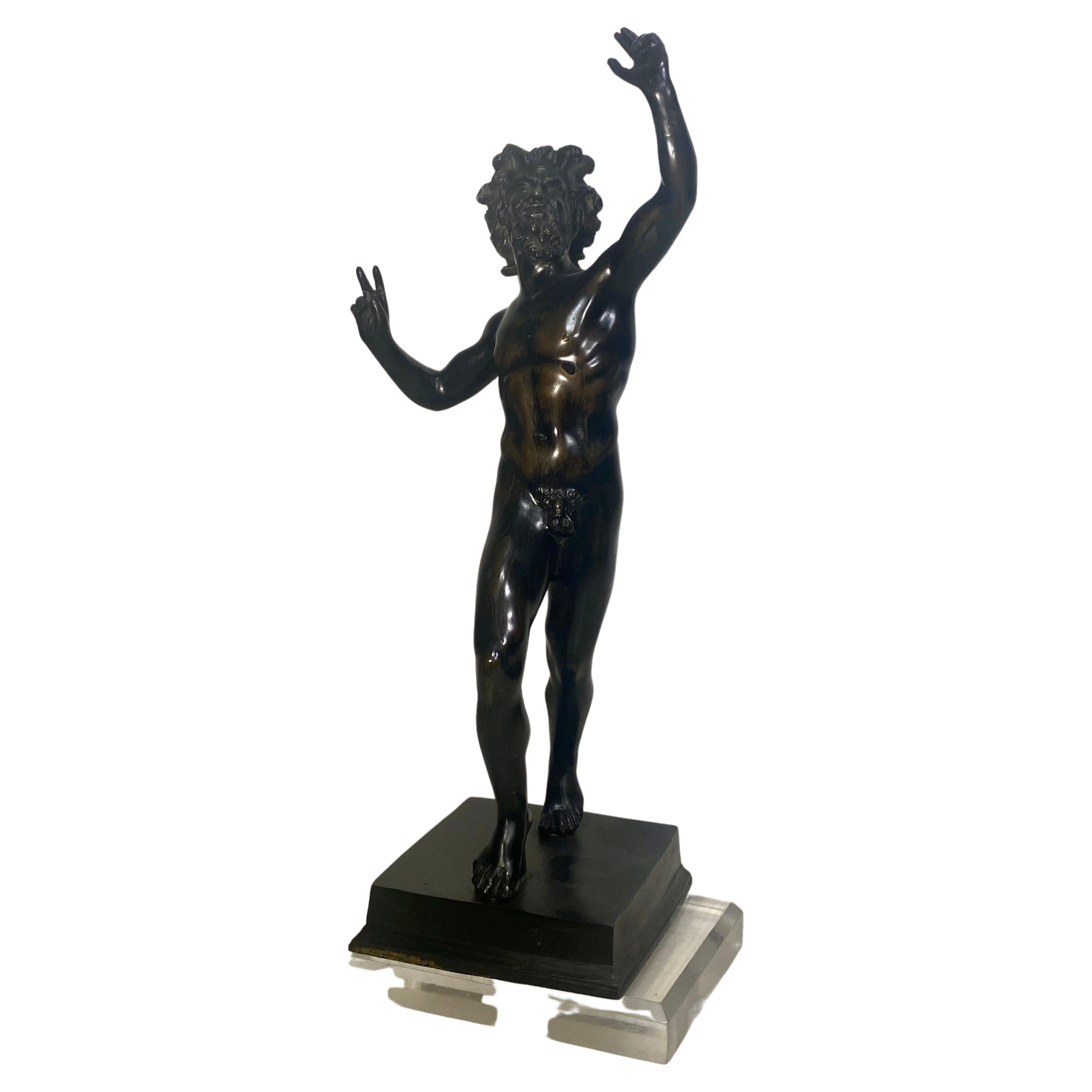 A  19th Century Bronze Sculpture Of The Dancing Faun of Pompeii 3