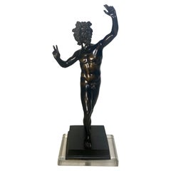 A  19th Century Bronze Sculpture Of The Dancing Faun of Pompeii 