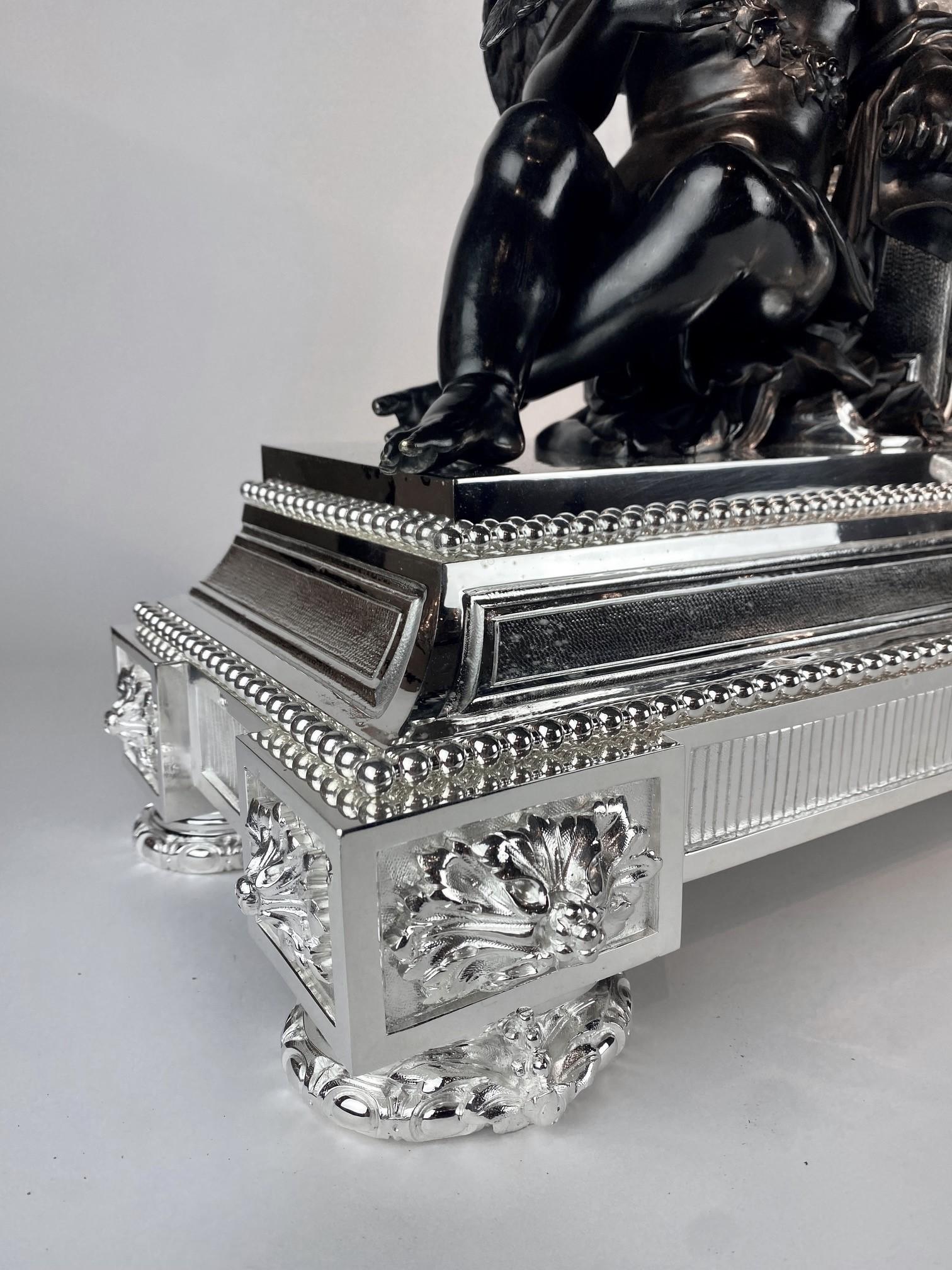A 19th century bronze silver plated pendule by Christofle Paris. For Sale 8