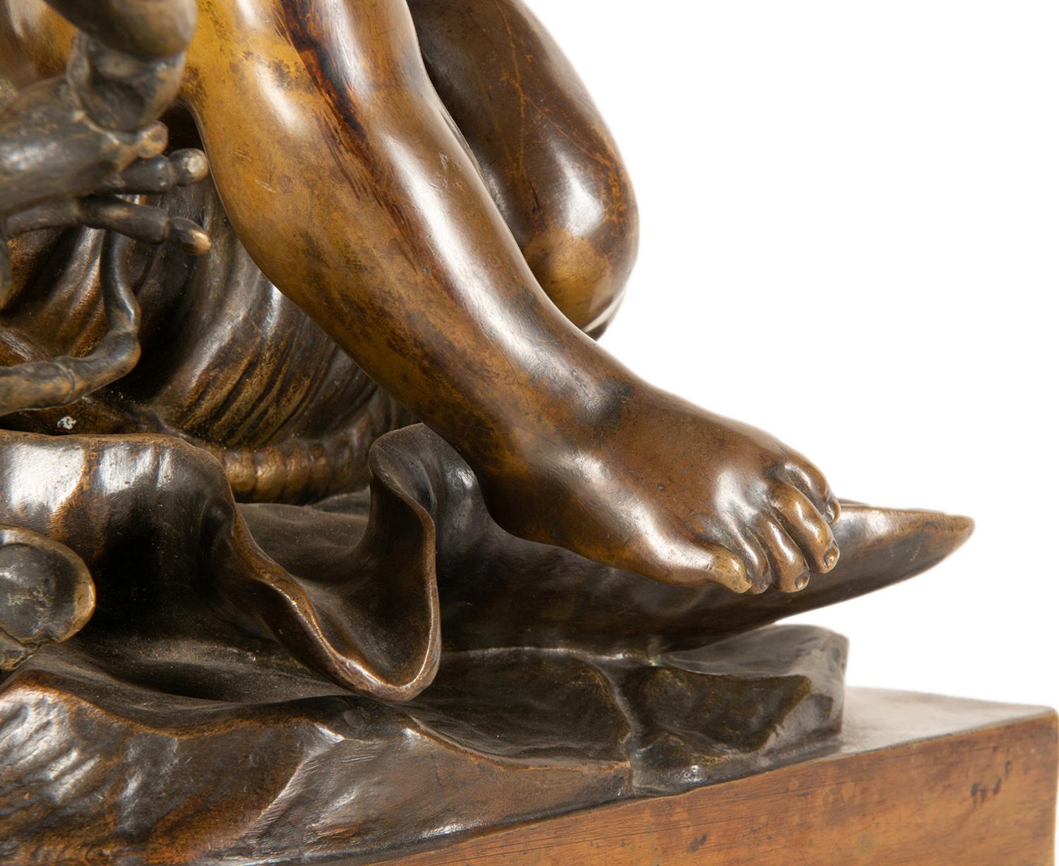 19th Century Bronze Study of a Child Seated on a Shell, Signed Pigale For Sale 2