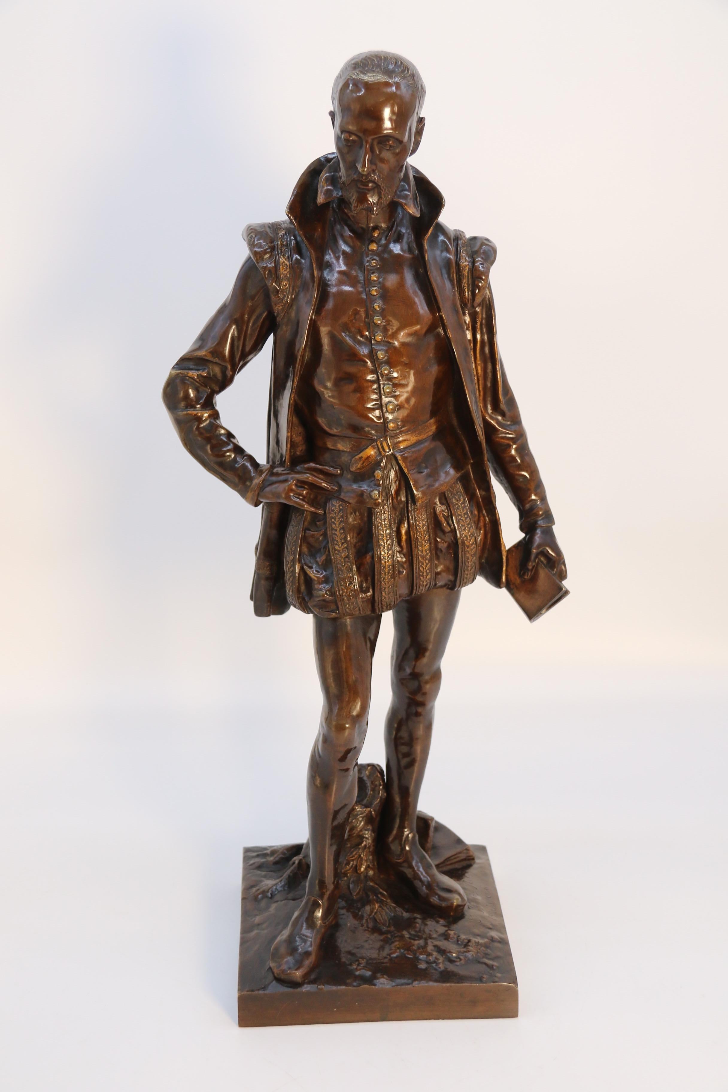 A large 19th century bronze study of the sixteenth century French poet Joachim de Bellay by the sculptor Leofanti Adolphe.

This stunning large bronze study depicts the famous sixteenth century French poet Joachim de Ballay who was working in the