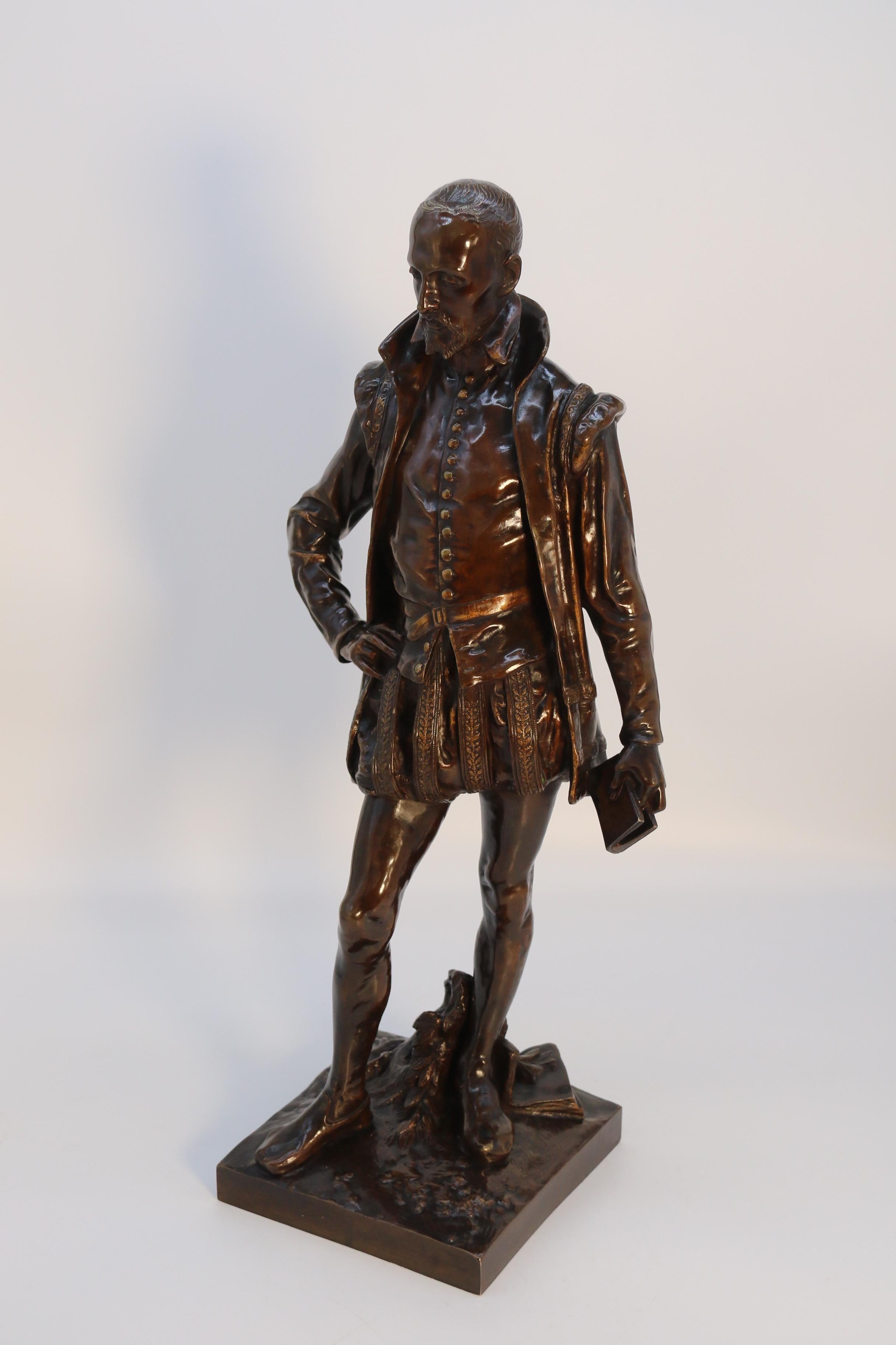 Napoleon III A 19th century bronze study of the French poet Joachim de Bellay by L Adolphe For Sale