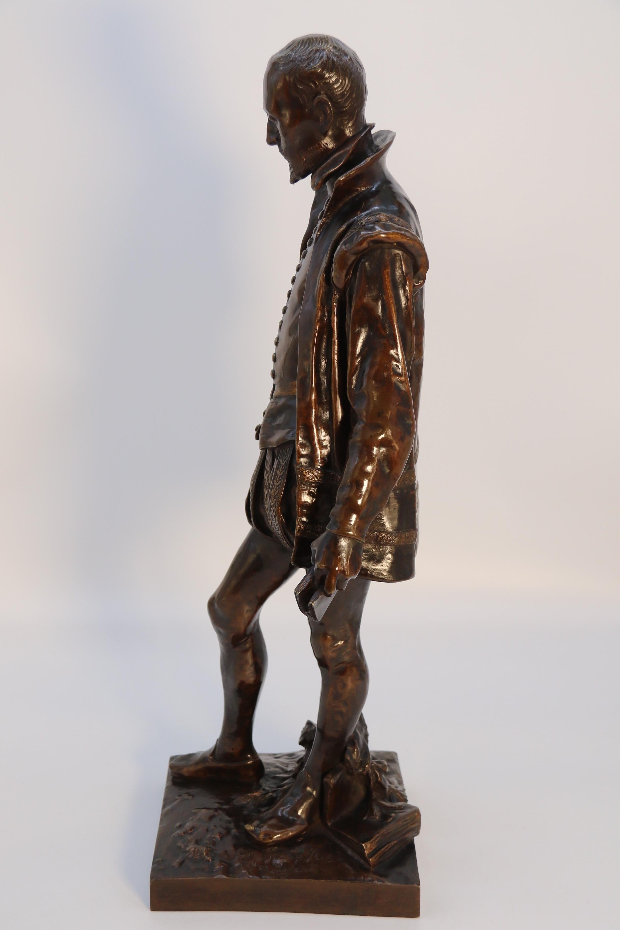 Moulage The 19th century bronze study of the French poet Joachim de Bellay by L Adolphe en vente