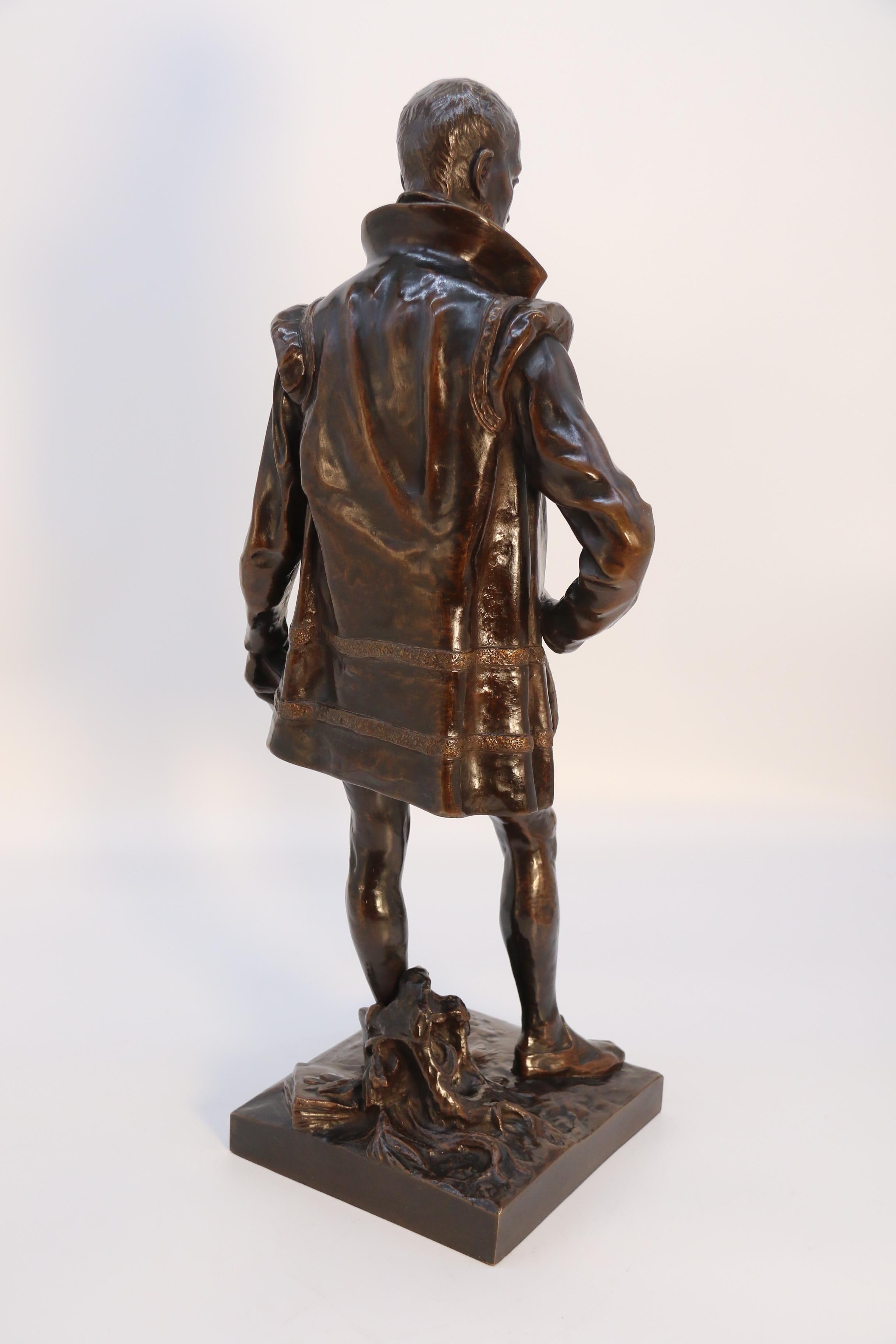 A 19th century bronze study of the French poet Joachim de Bellay by L Adolphe For Sale 1