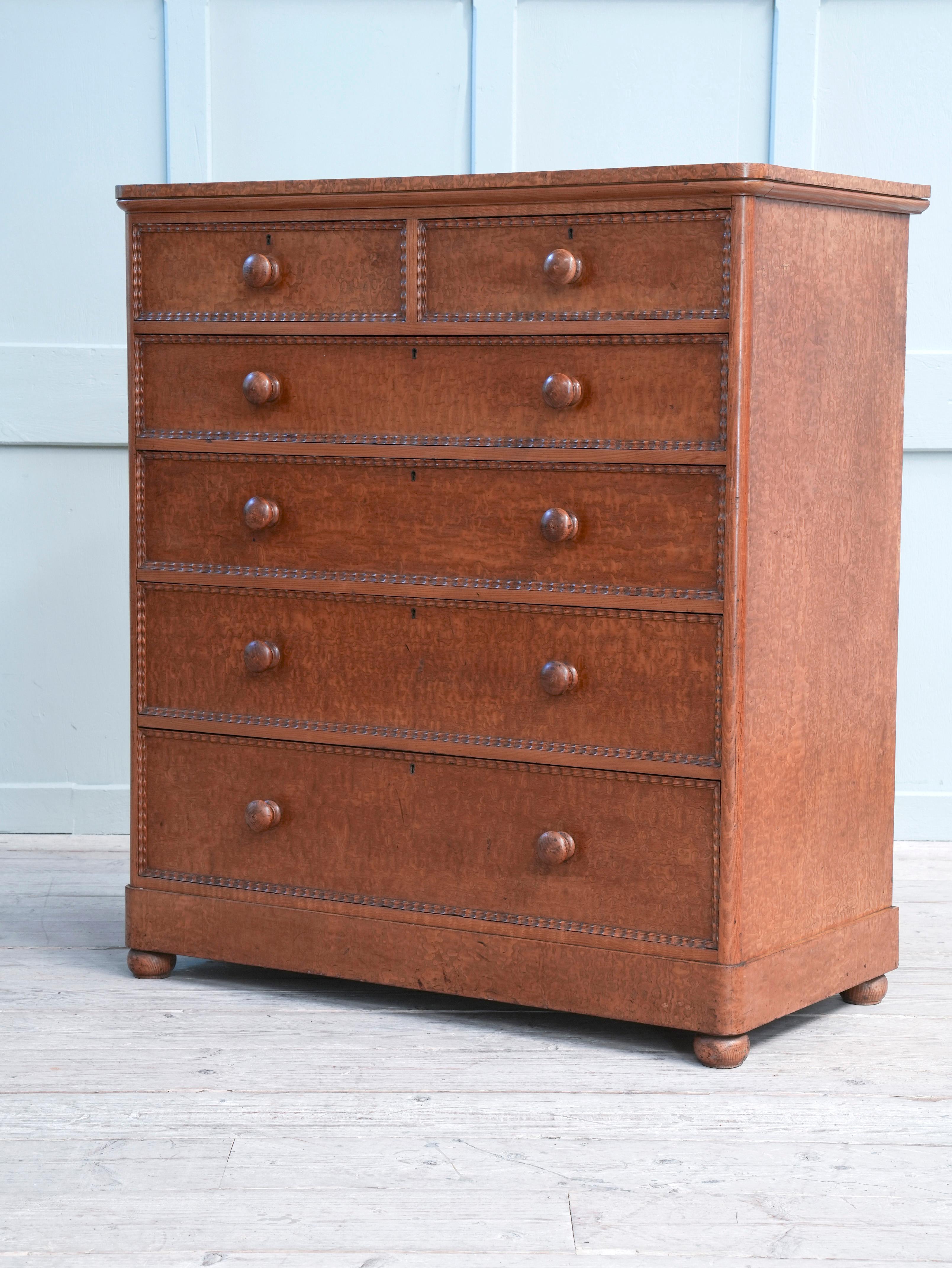 19th Century Burr Ash Chest of Drawers 6