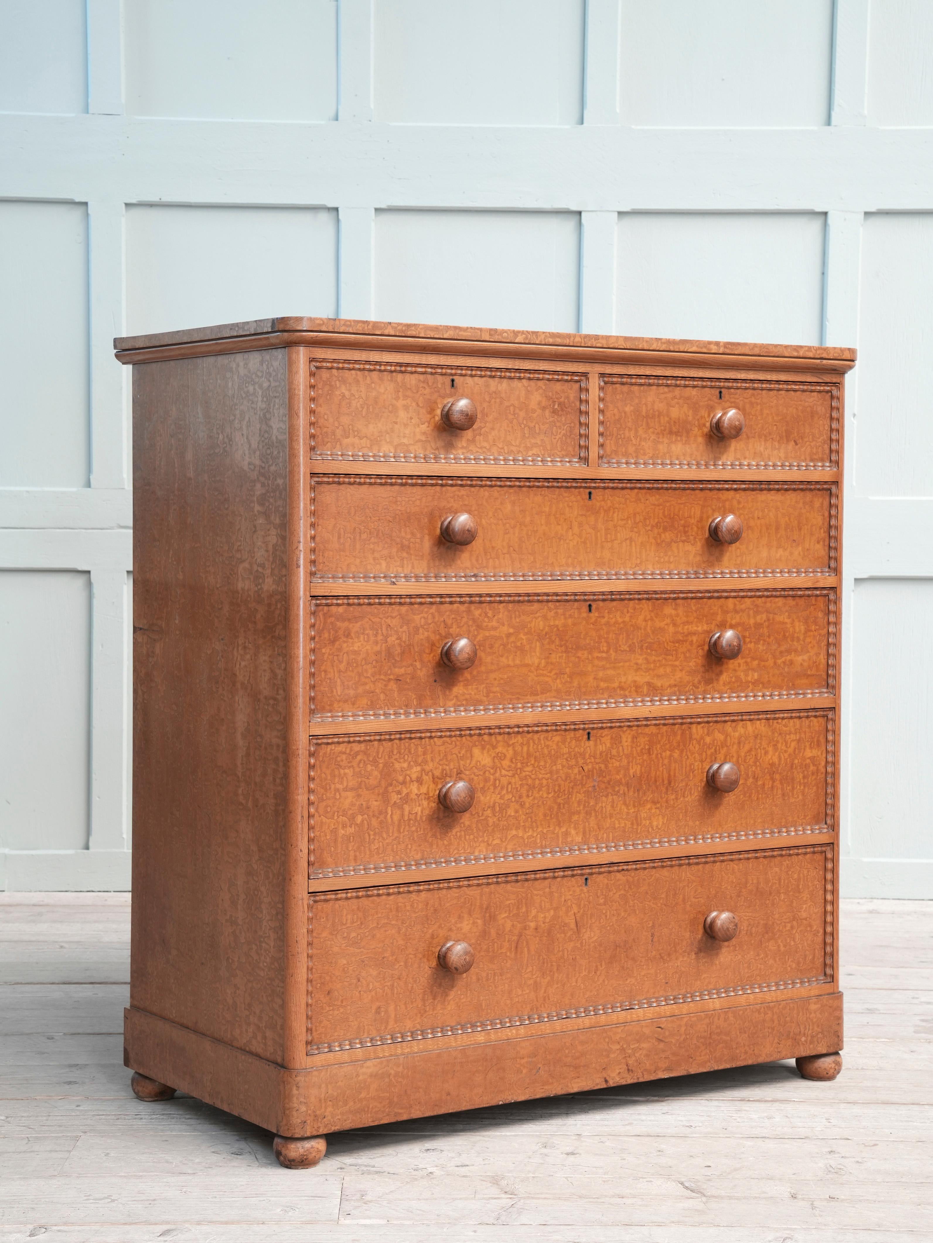 19th Century Burr Ash Chest of Drawers 9
