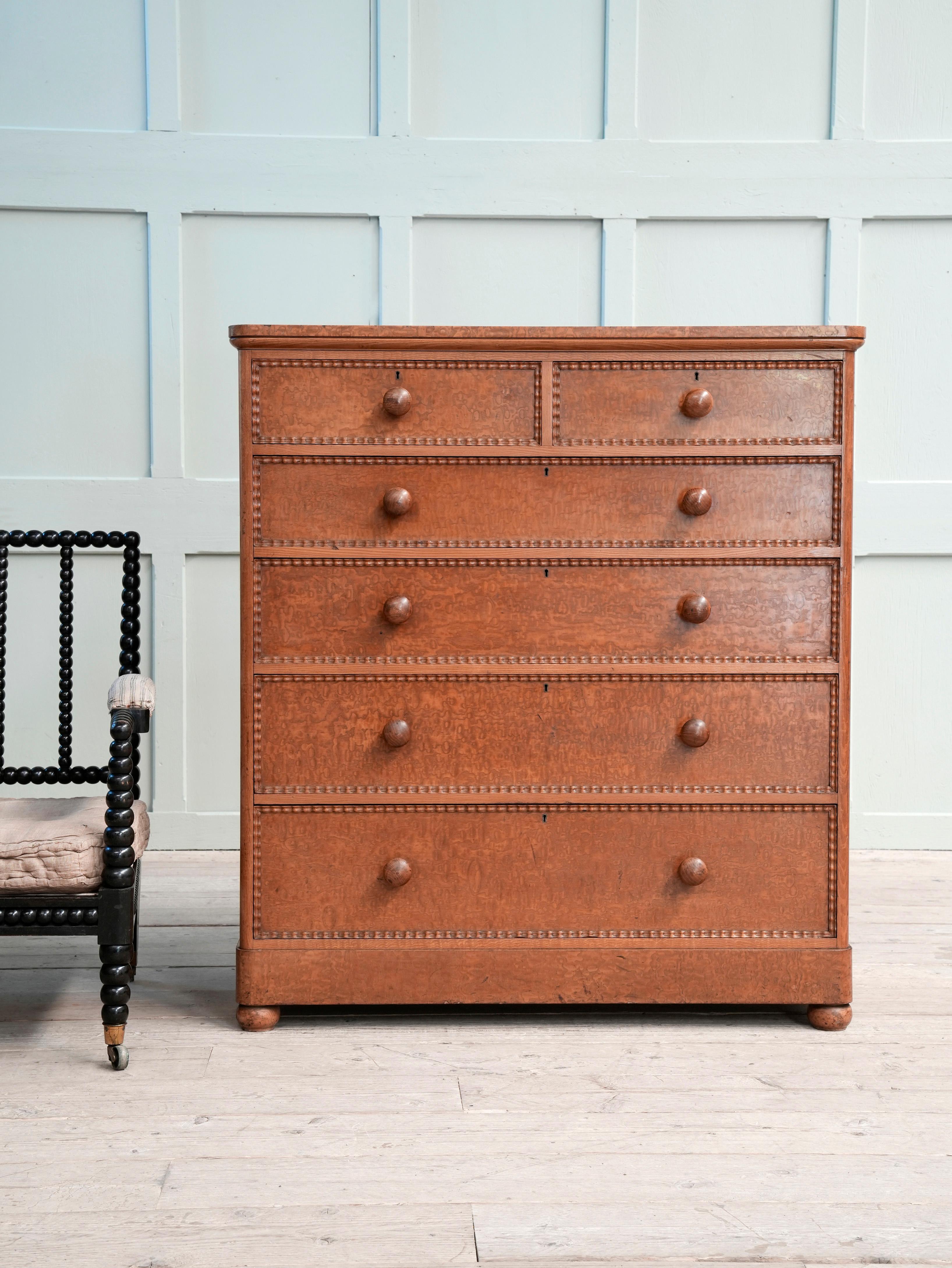 19th Century Burr Ash Chest of Drawers 14