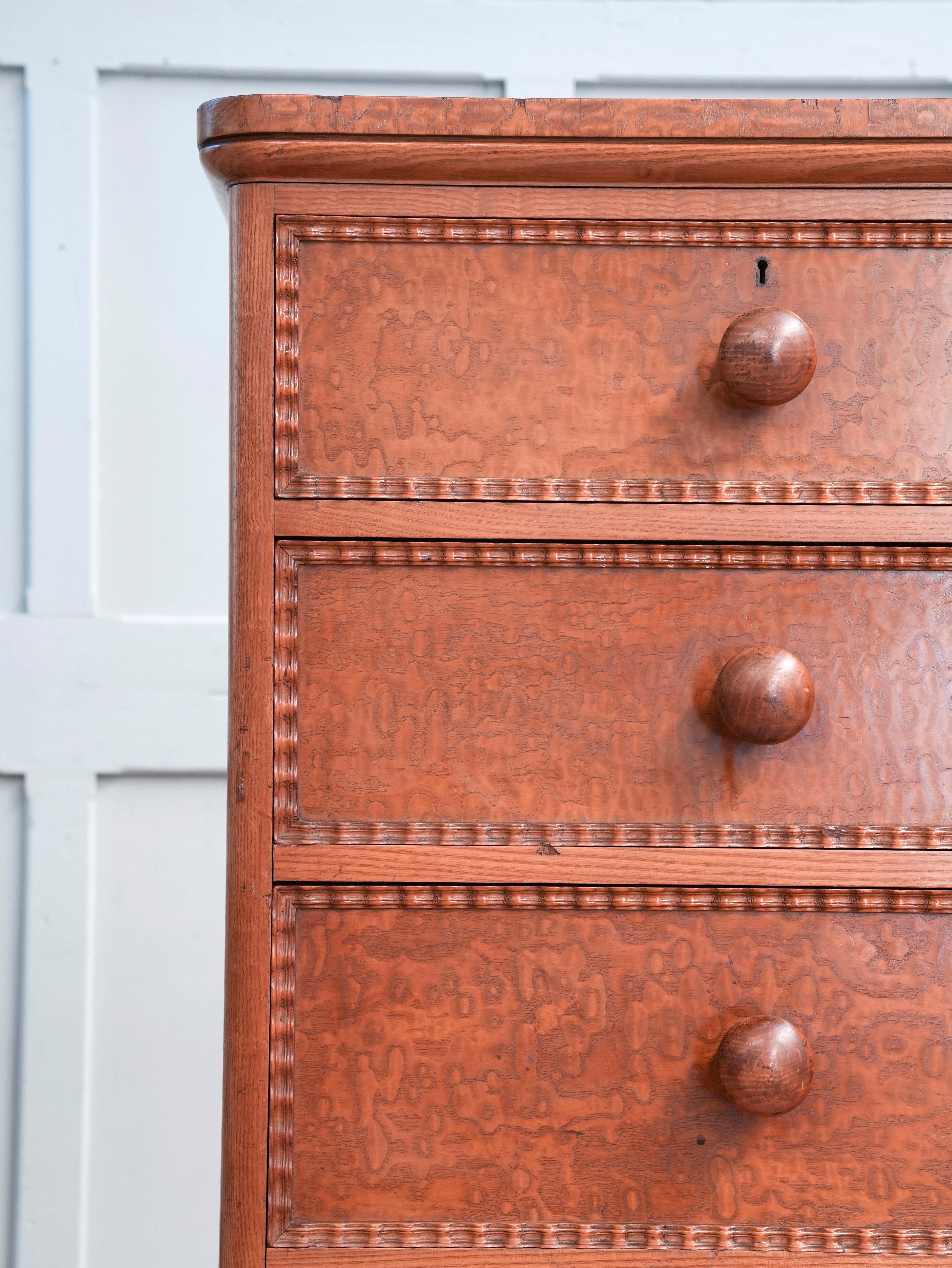 19th Century Burr Ash Chest of Drawers 15