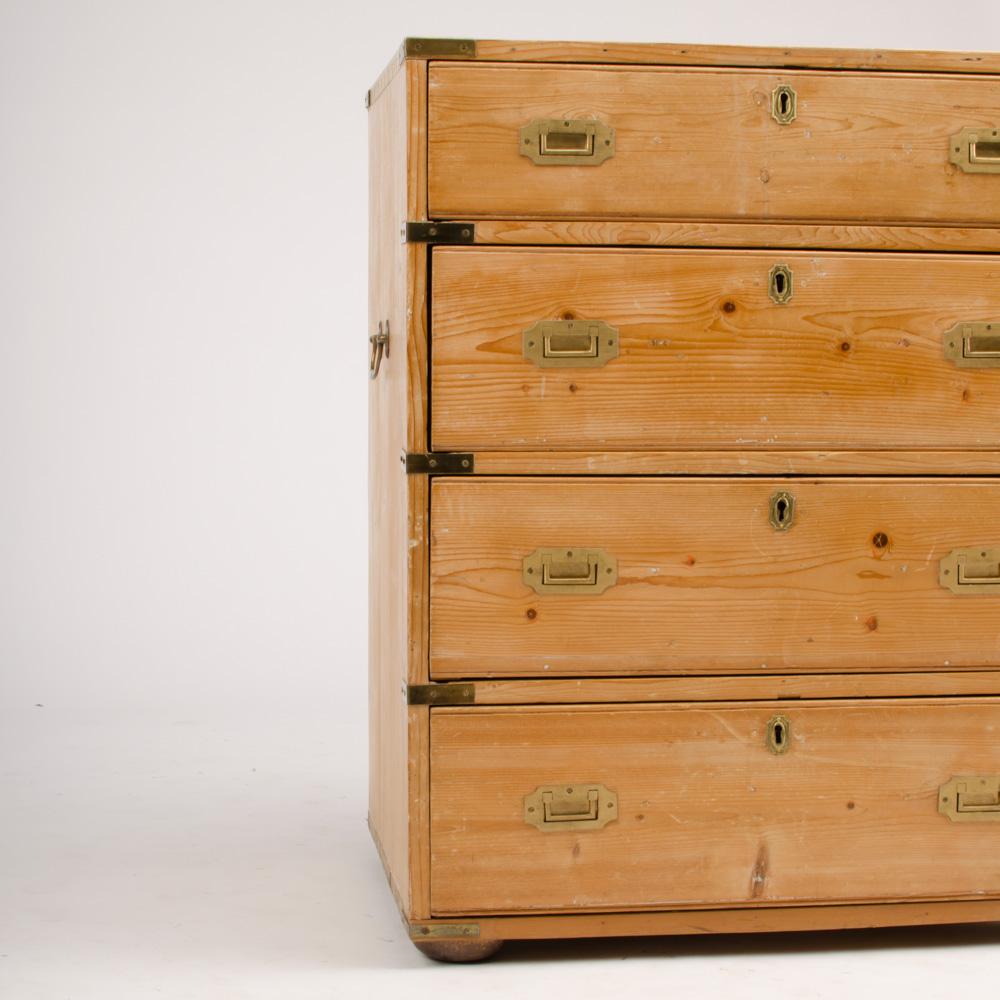 19th Century Campaign Style Chest of Drawers In Good Condition In Philadelphia, PA