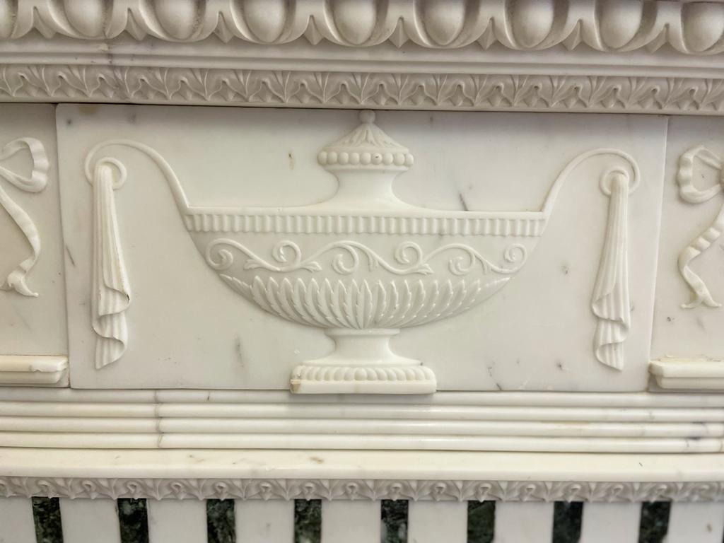 19th Century Carrara and Verde Antico Marble Chimneypiece For Sale 3