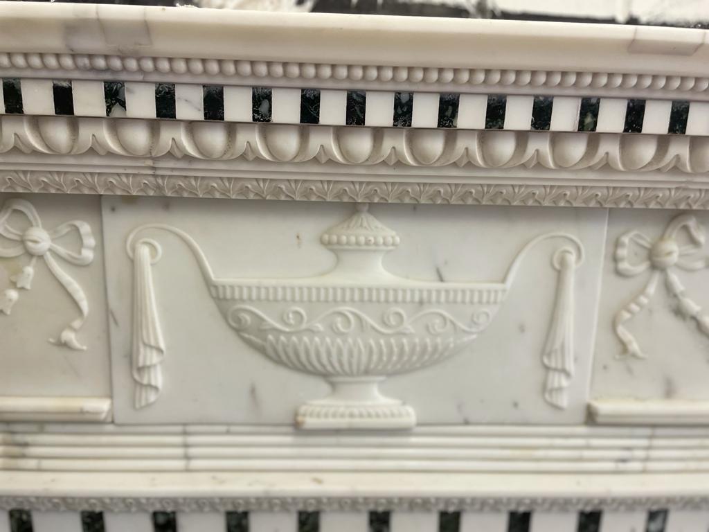19th Century Carrara and Verde Antico Marble Chimneypiece For Sale 5