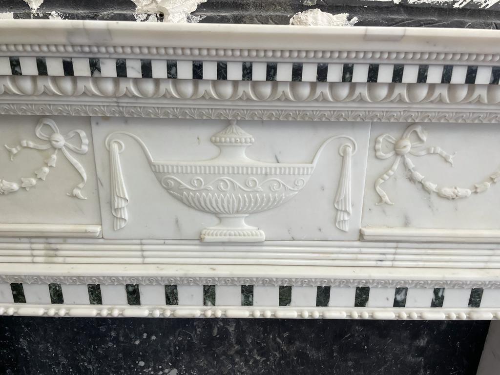 19th Century Carrara and Verde Antico Marble Chimneypiece For Sale 6