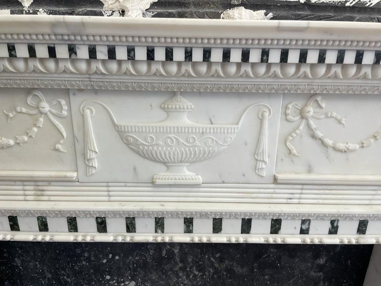 19th Century Carrara and Verde Antico Marble Chimneypiece For Sale at ...
