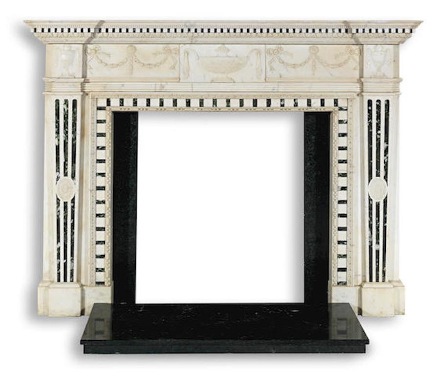 19th Century Carrara and Verde Antico Marble Chimneypiece For Sale 8