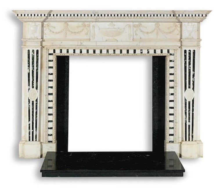 19th Century Carrara and Verde Antico Marble Chimneypiece For Sale at ...