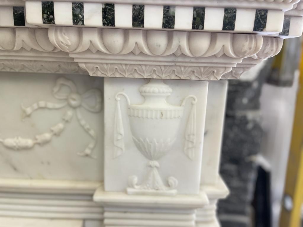 19th Century Carrara and Verde Antico Marble Chimneypiece For Sale 1