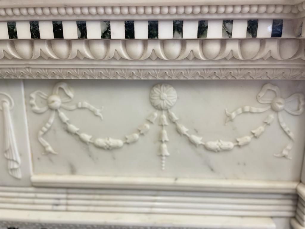 19th Century Carrara and Verde Antico Marble Chimneypiece For Sale 2