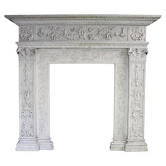 19th Century Carved Carrara Marble Chimneypiece in the Renaissance Style