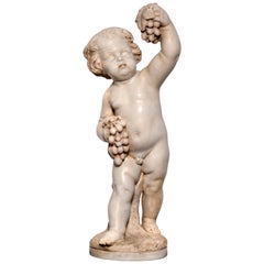 19th Century Carved Marble Figure of a Bacchanalian Putto