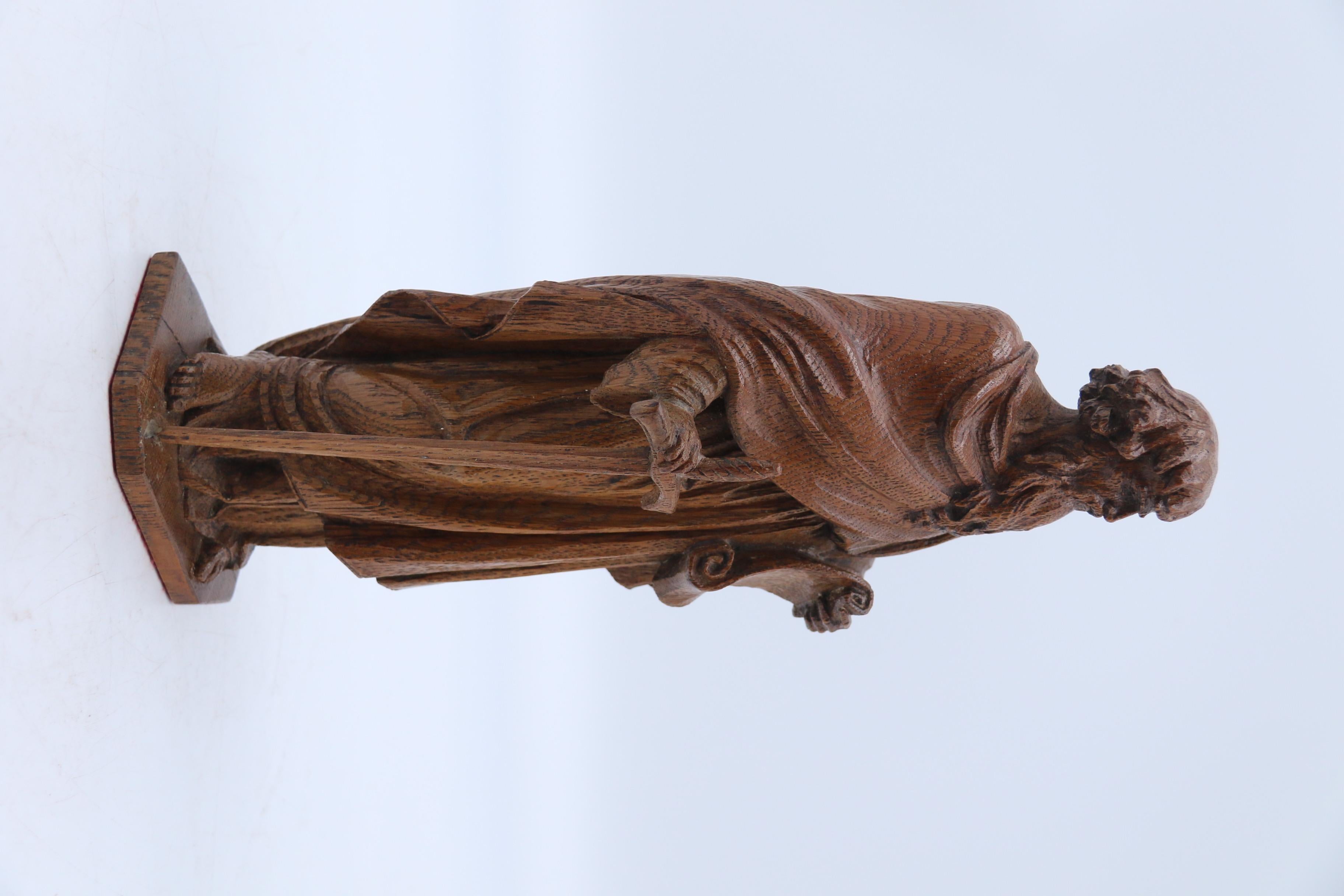 19th Century Carved Oak Study of St. Paul the Apostle, English, circa 1860 For Sale 4