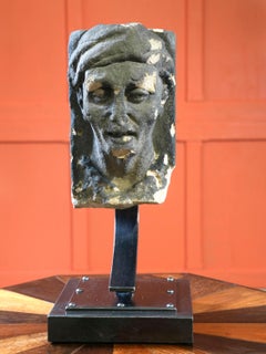 19th Century Carved Sand Stone Male Mask