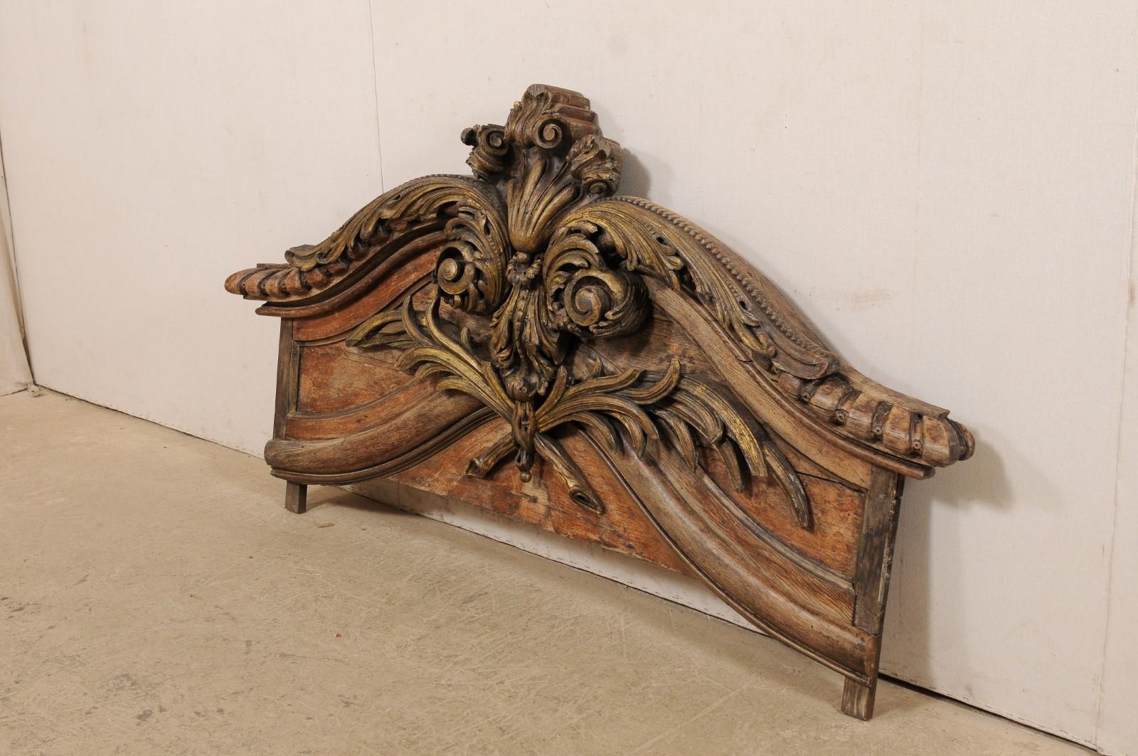 American 19th Century Carved-Wood Wall Plaque, Great for a Headboard