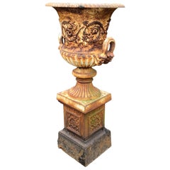 19th Century Cast Iron Garden Urn or Planter on Stand