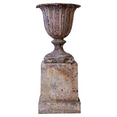 19th Century Cast Iron Urn on Pedestal
