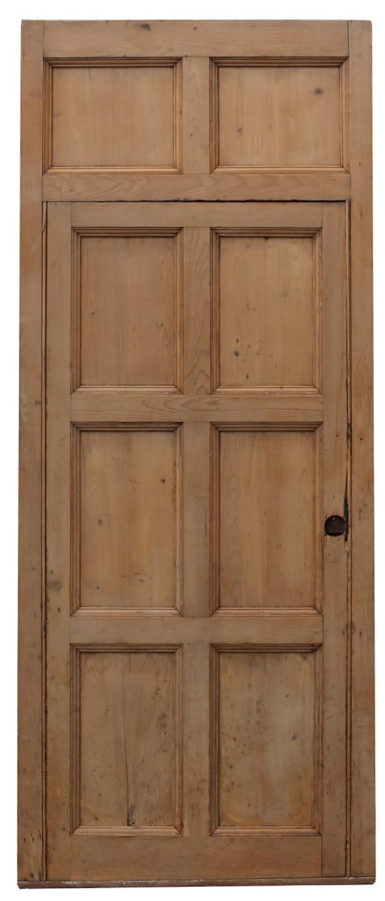 A reclaimed door fitted within its original frame.

Additional dimensions:

Overall

Height 251 cm

Width 104 cm

Thickness 5 cm

Door

Height 195 cm

Width 86.5 cm

Thickness 4 cm.