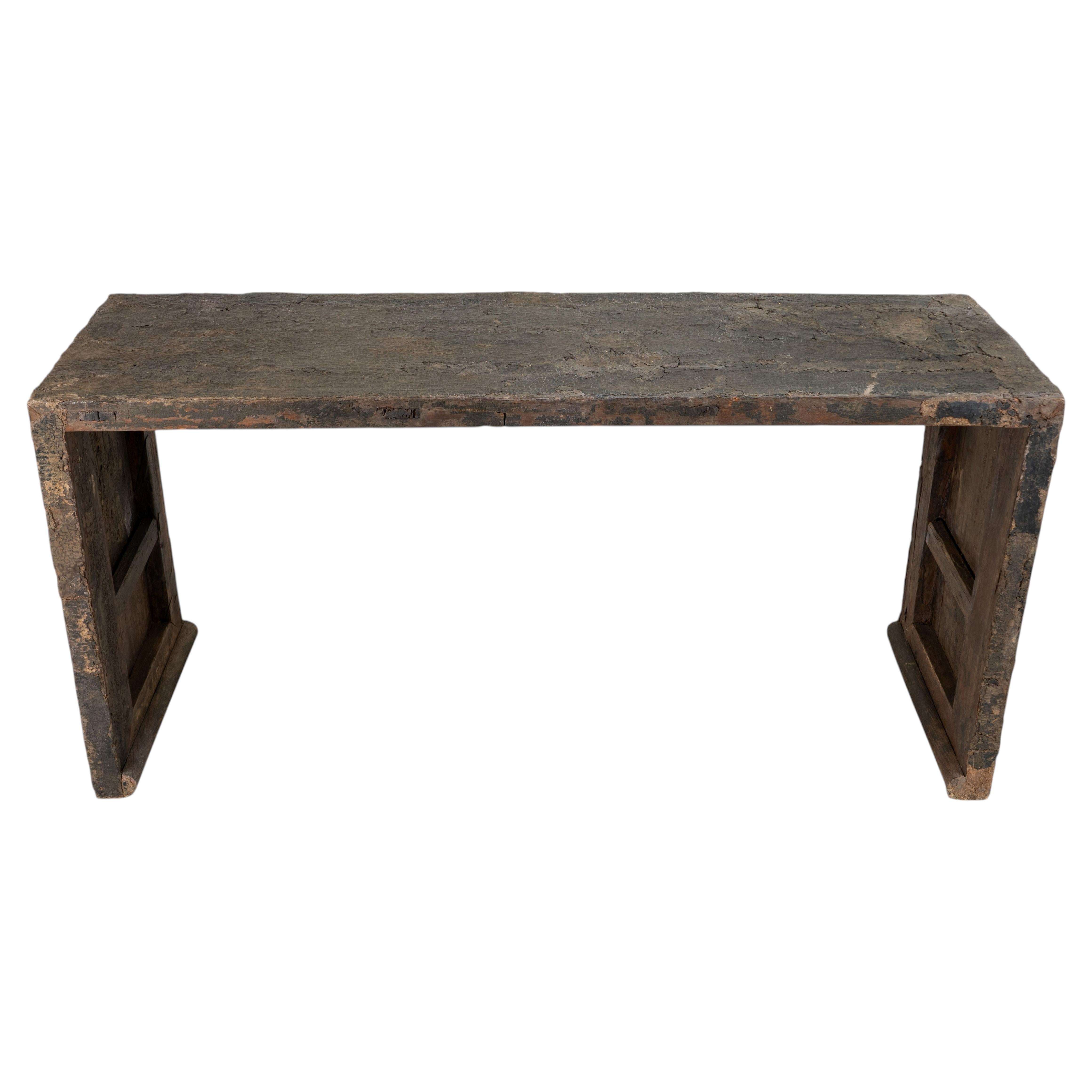 A 19th Century Chinese Altar Table with Original Patina and Scroll Feet